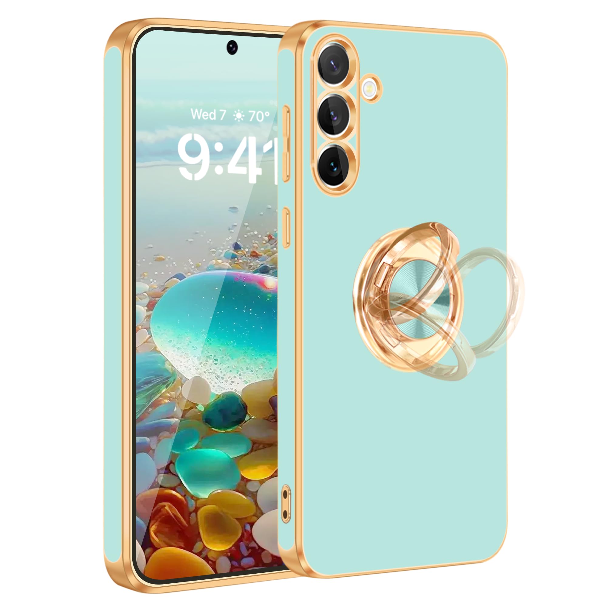 Fingic For Galaxy S23 Fe Case[With 360 Ring Holder][Support Magnetic Car Mount] Cute Kickstand Slim For Women Girl Nonslip Soft 