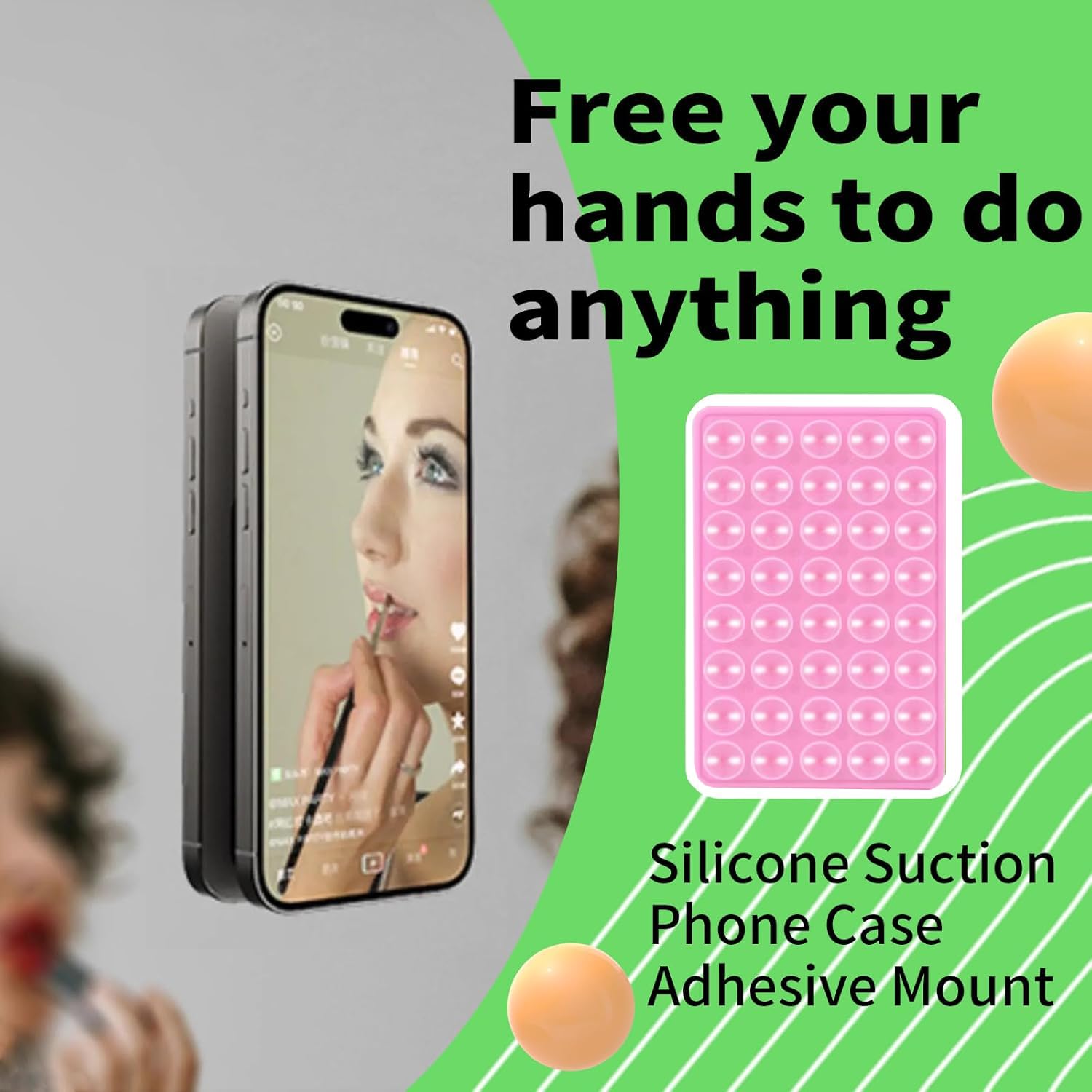 Veadoolly Octo Cup Buddy Sticky Grip Holder For Silicone Cellphone, Silicone Suction Cup Phone Case Mount Double Sided, Hands-Fr