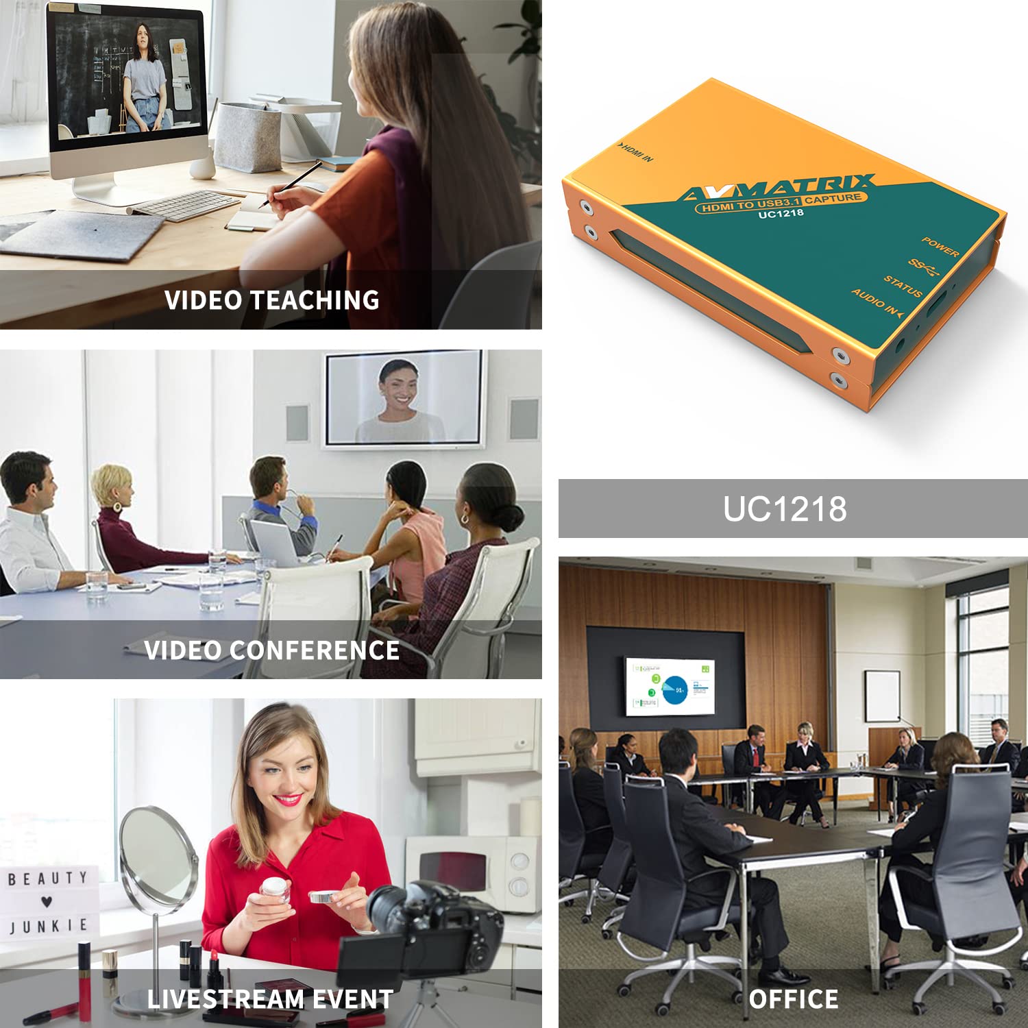 Avmatrix Uc1218 Video Capture Card With Hdmi 2.0 To Usb 3.0 C For Live Streaming In 1080P60 For Online Conference Church Live Stream Online Teaching On Obs Vmix Youtube Zoom Teams Twitch Pc/Mac