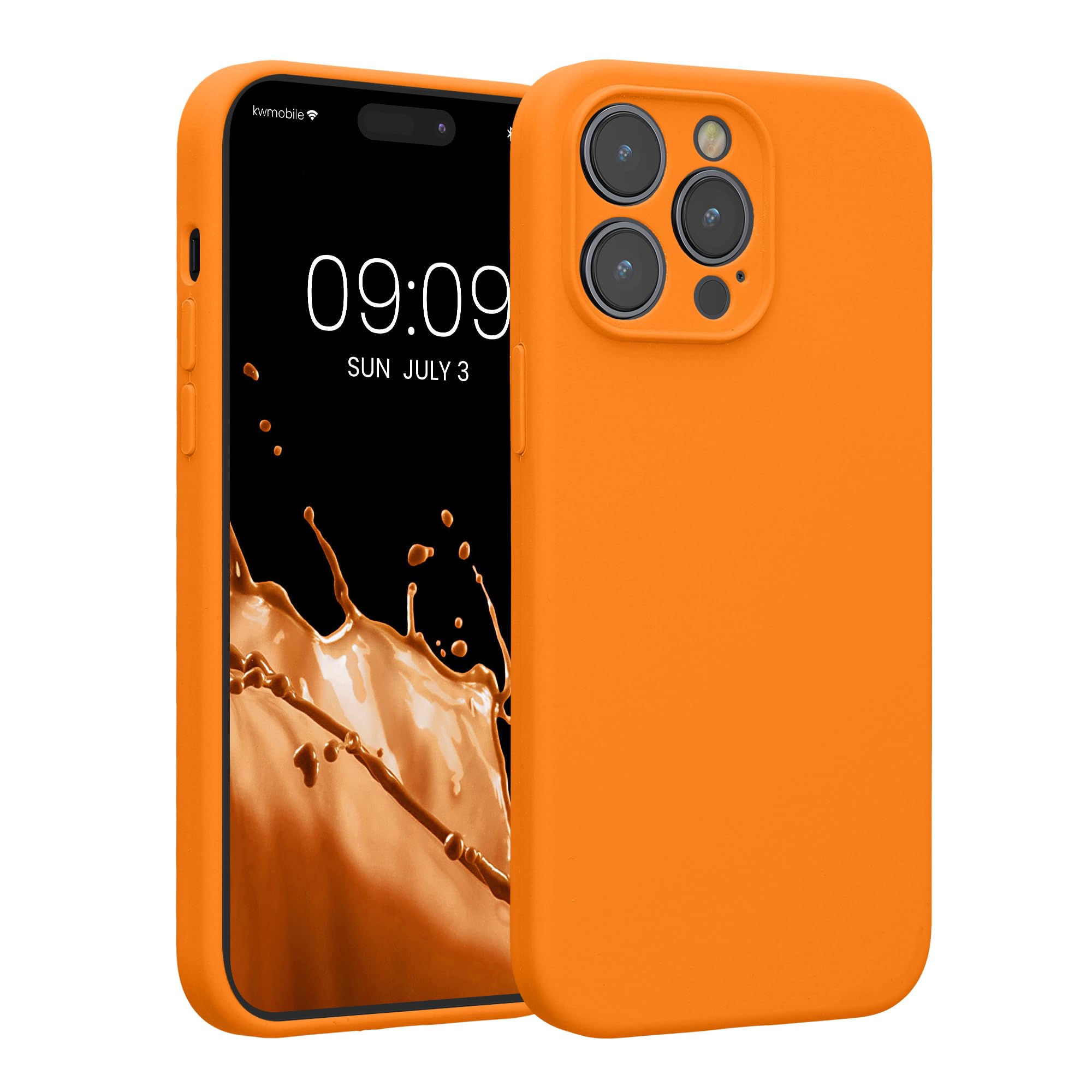 kwmobile Case Compatible with Apple iPhone 14 Pro Max Case - Slim TPU Silicone Phone Cover - Soft Touch Finish - Fruity Orange