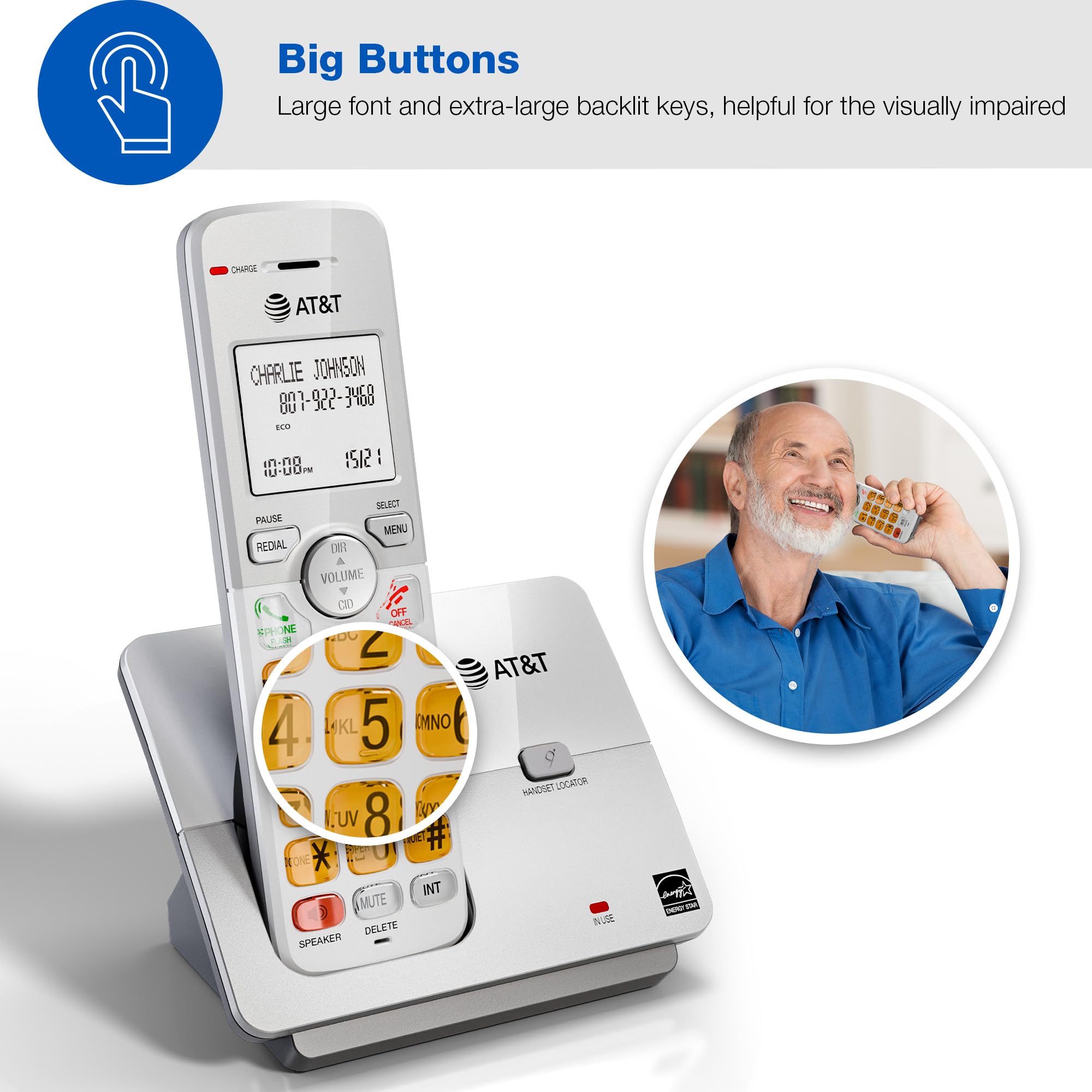 At&T 4 Handset Dect 6.0 Cordless Home Phone With Lcd Display, Lighted Keypad, Caller Id/Call Waiting, Simulated Full Duplex Hand