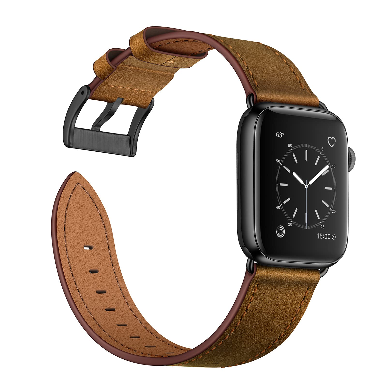 Ouheng Compatible With Apple Watch Band 49Mm/46Mm/45Mm/44Mm/42Mm, Genuine Leather Band Strap Compatible With Apple Watch Ultra 2