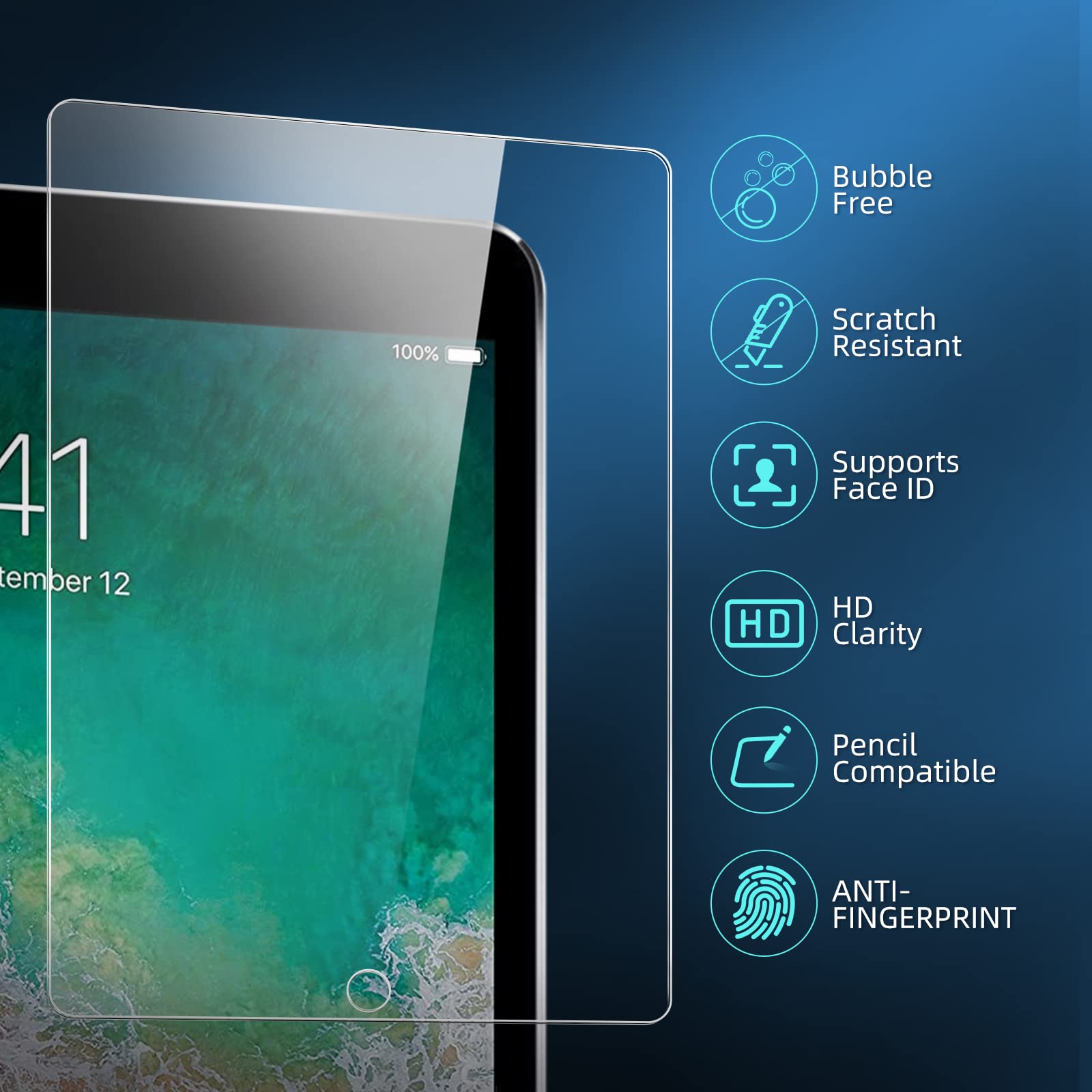 New'C 2 Pack Designed For Ipad 9.7 Inch (2018/2017,6Th/5Th Generation),Ipad Air 1,Ipad Air 2,Ipad Pro 9.7 Inch Screen Protector