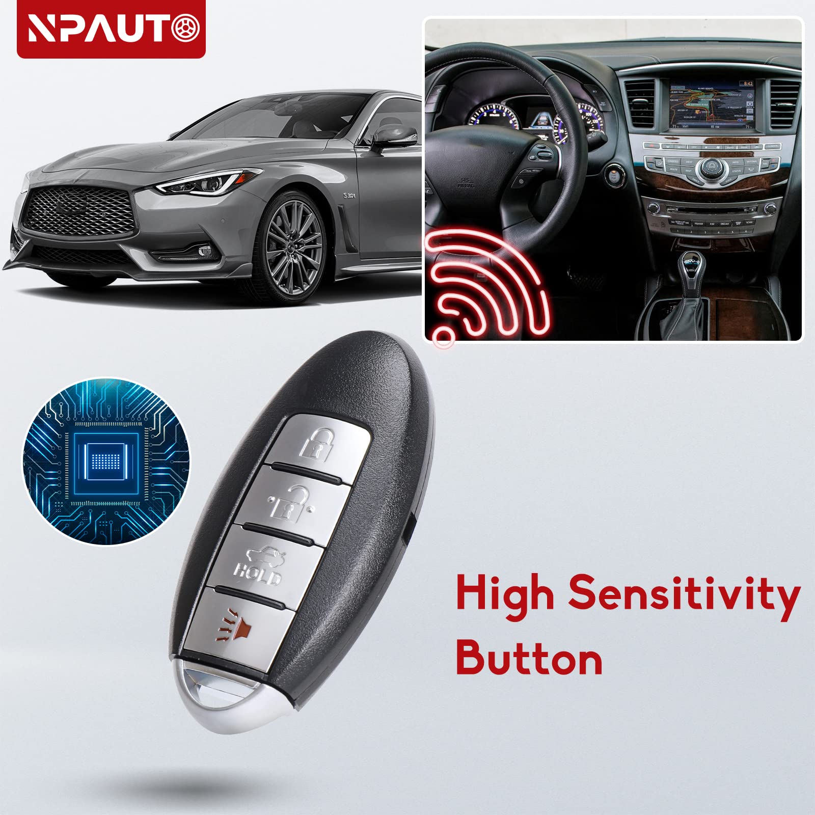Npauto Key Fob Replacement Fits For Nissan Altima 2007-2012, Maxima Murano 09-14, Infiniti G25 G35 G37 Fx35 Q60 & More Keyless E