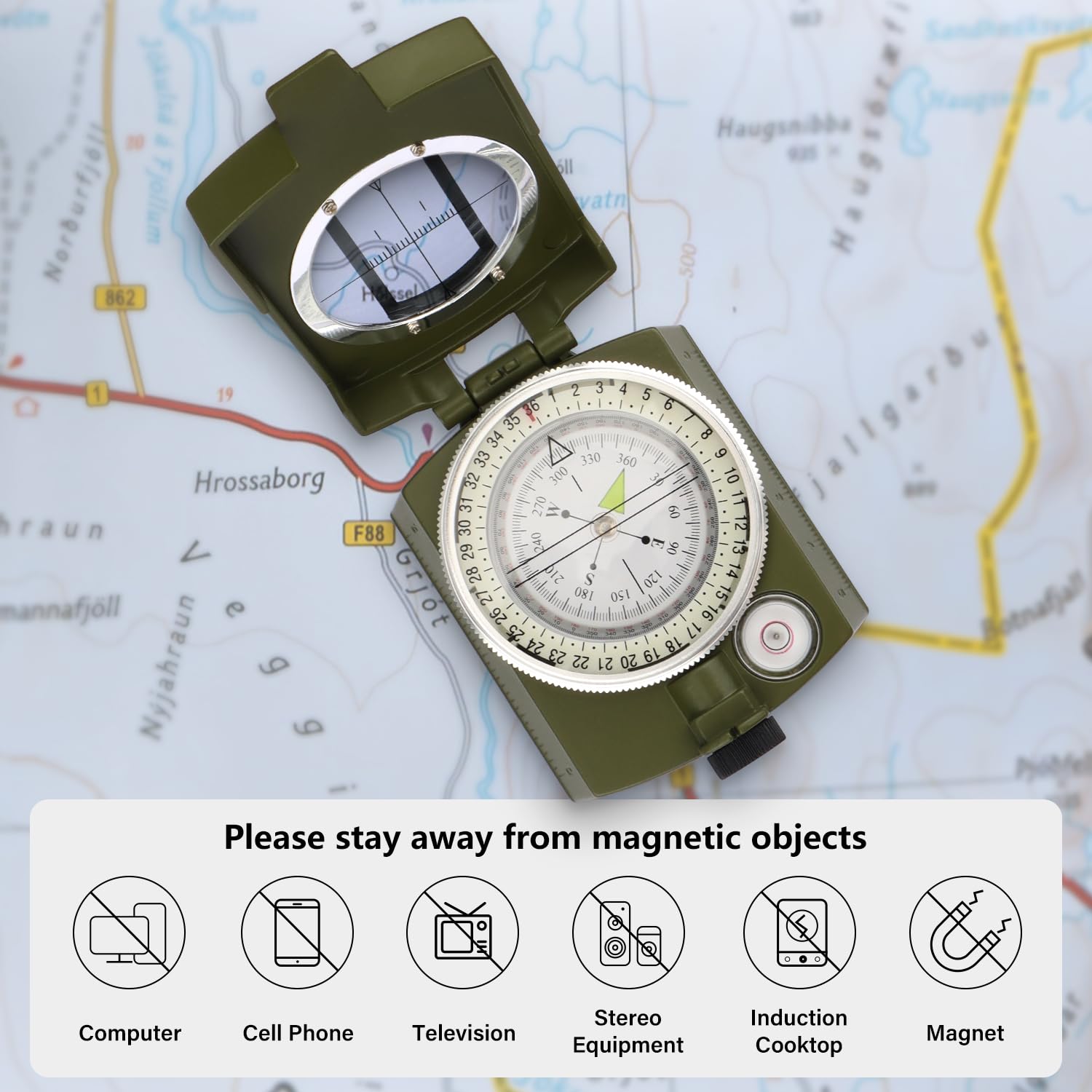 Inmaker Compass, Compass Hiking With Survival Whistle, Luminous Compass Gift For Kids, Apply To Outdoor Survival, Camping And Na
