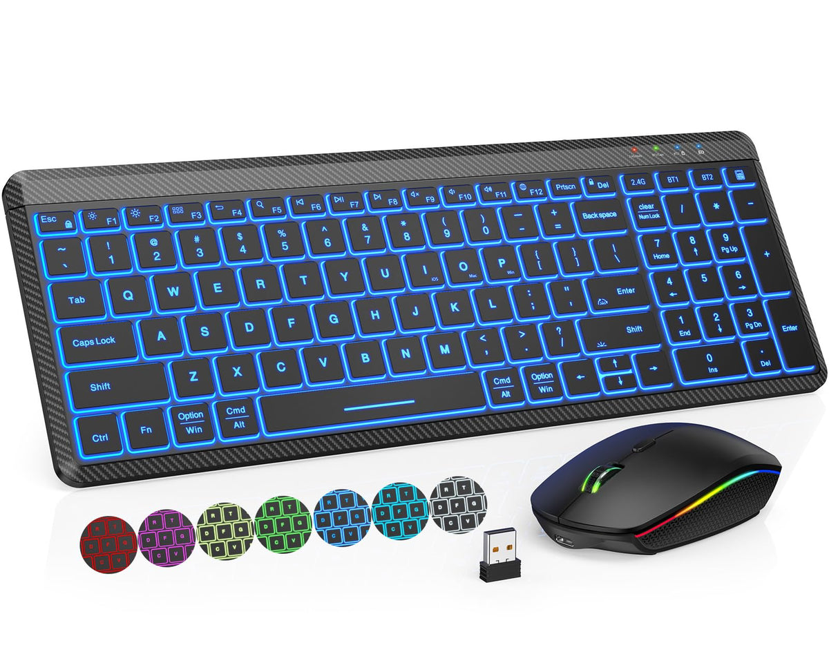 Wireless Keyboard and Mouse Bluetooth, Multi-Device Mini Keyboard, Swi ...