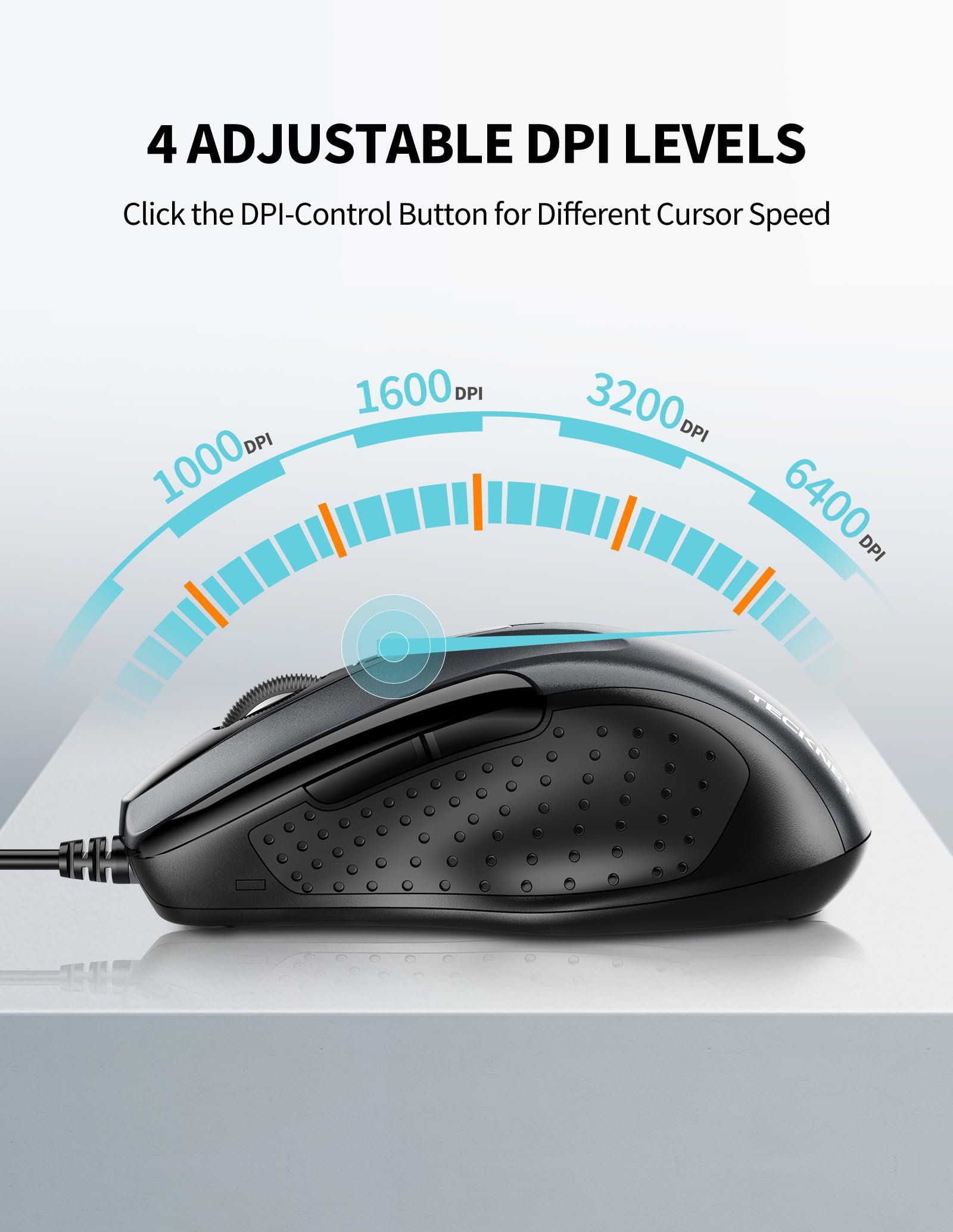 Tecknet Mouse Size Tecknet Usb Wired Mouse, 6 Button Corded Mouse With 4 Adjustable Dpi ...