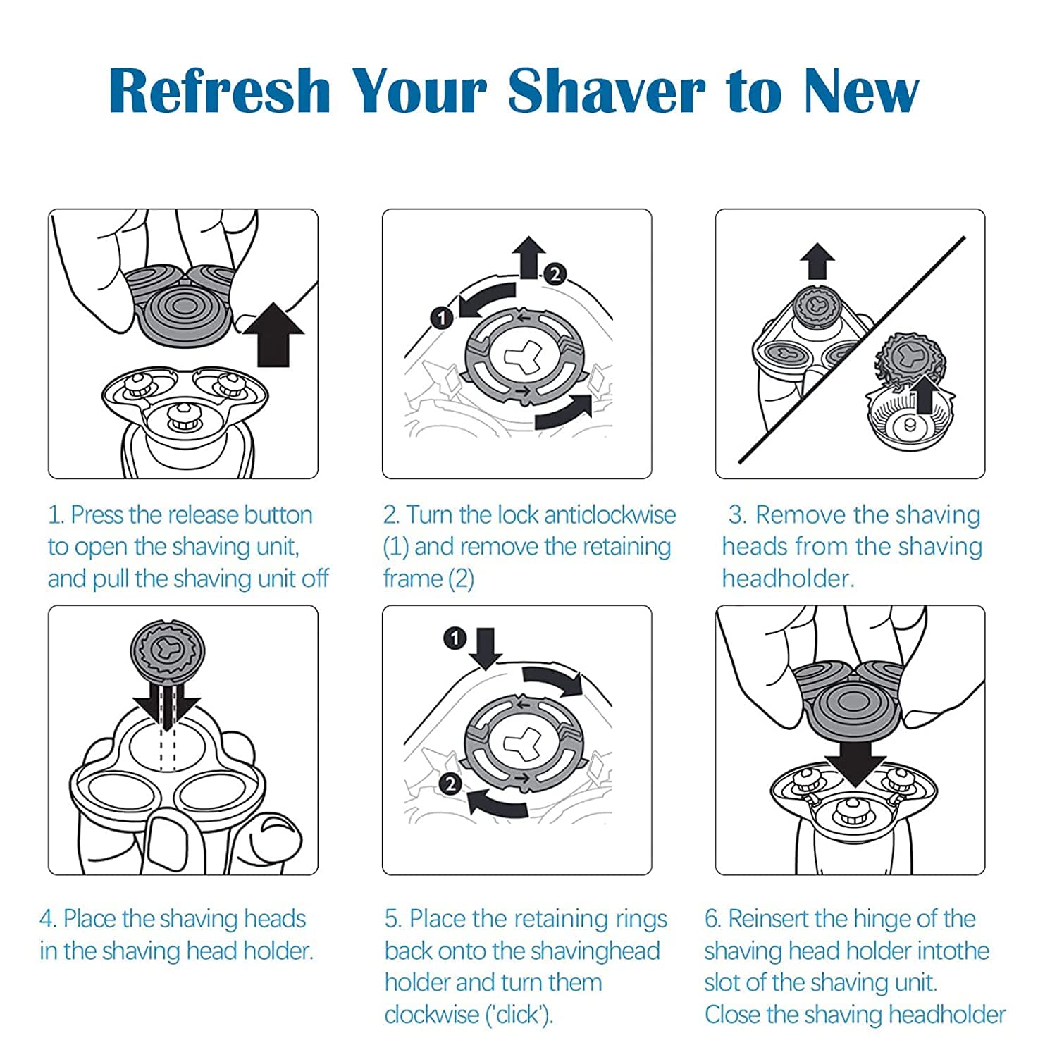 Suleto Sh60/72 Replacement Head Blades Compatible With Philips Series 6000 Razor, Sh60 Replacement Head Compatible With Norelco