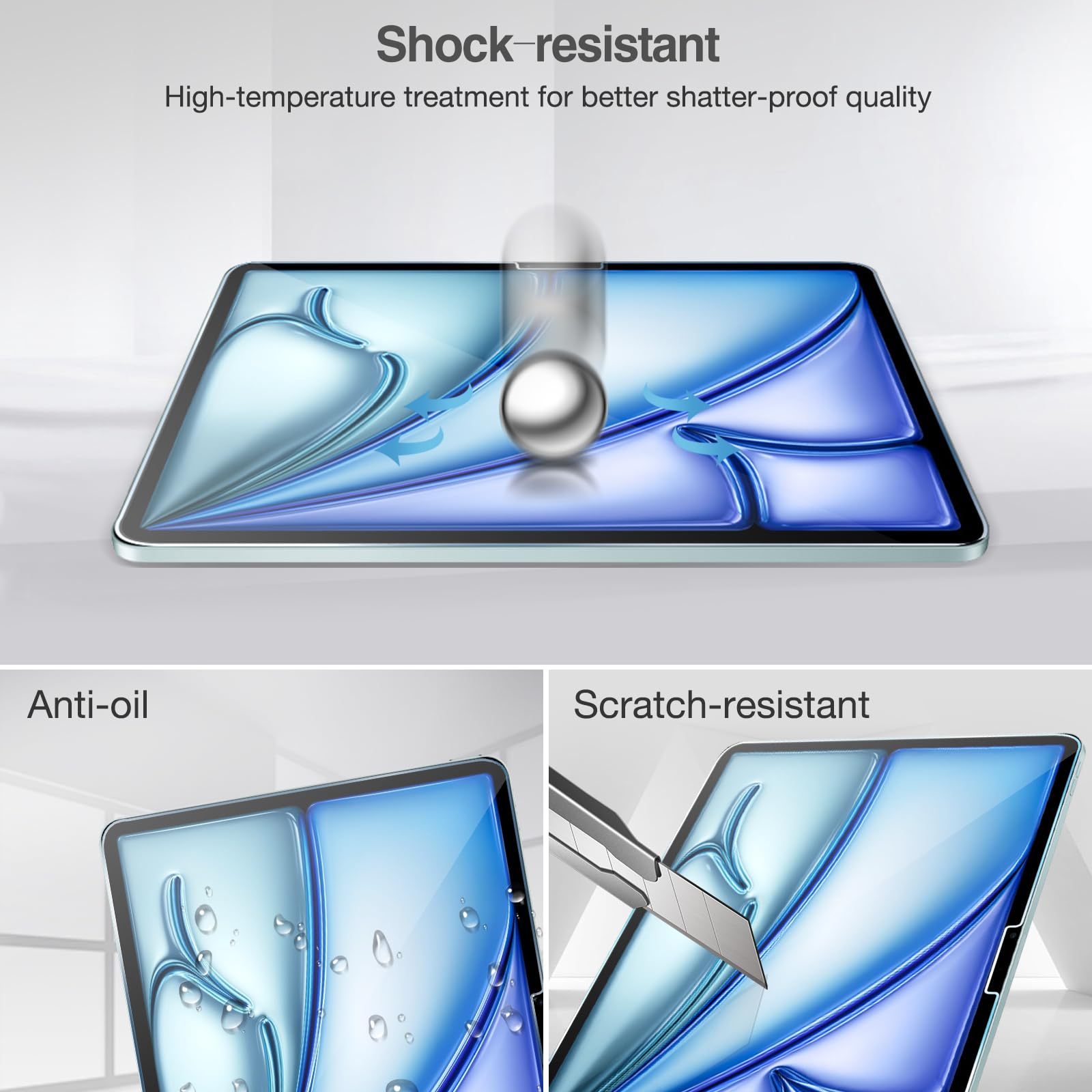 Procase 2 Pack Screen Protector For Ipad Air 13 Inch 2024 M2 + 2 Pack Camera Lens Protector Matching Tablet Colors, Hd Tempered