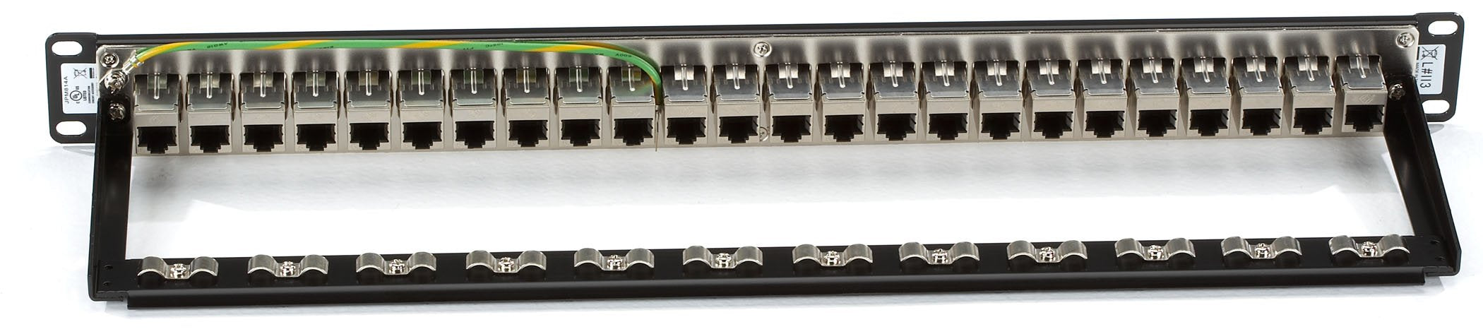 CAT6 PATCH PANEL - FEED-THROUGH, 1U, SHIELDED, 24-PORT, GSA, TAA