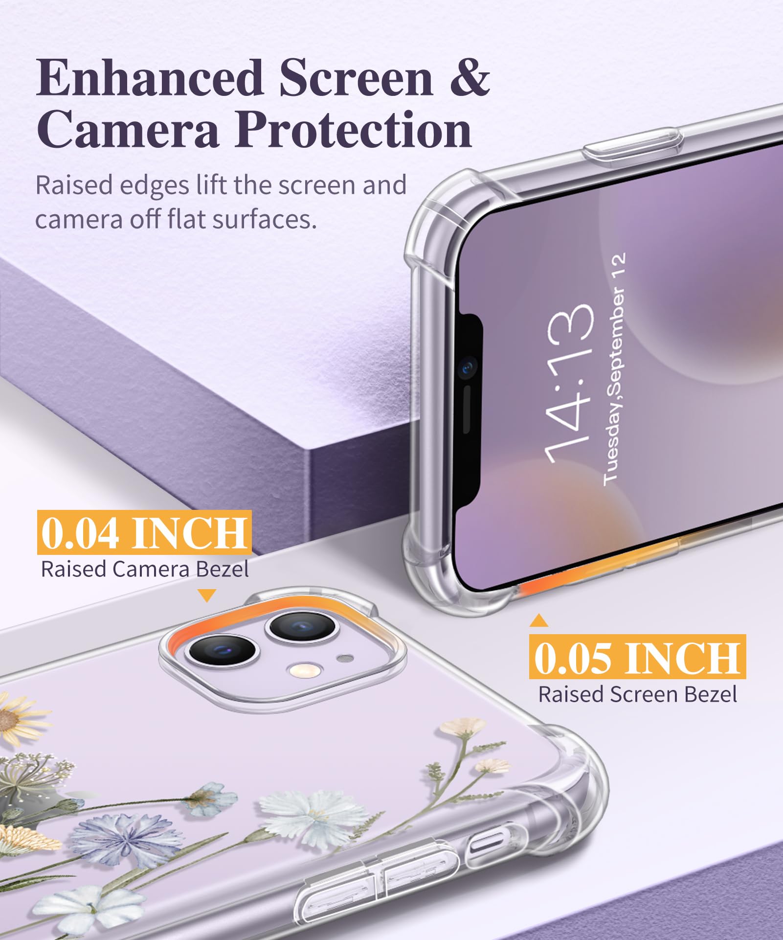 Gviewin For Iphone 11 Case With Screen Protector + Camera Lens Protector, [Not Yellowing] Clear Soft Tpu Shockproof Protective C