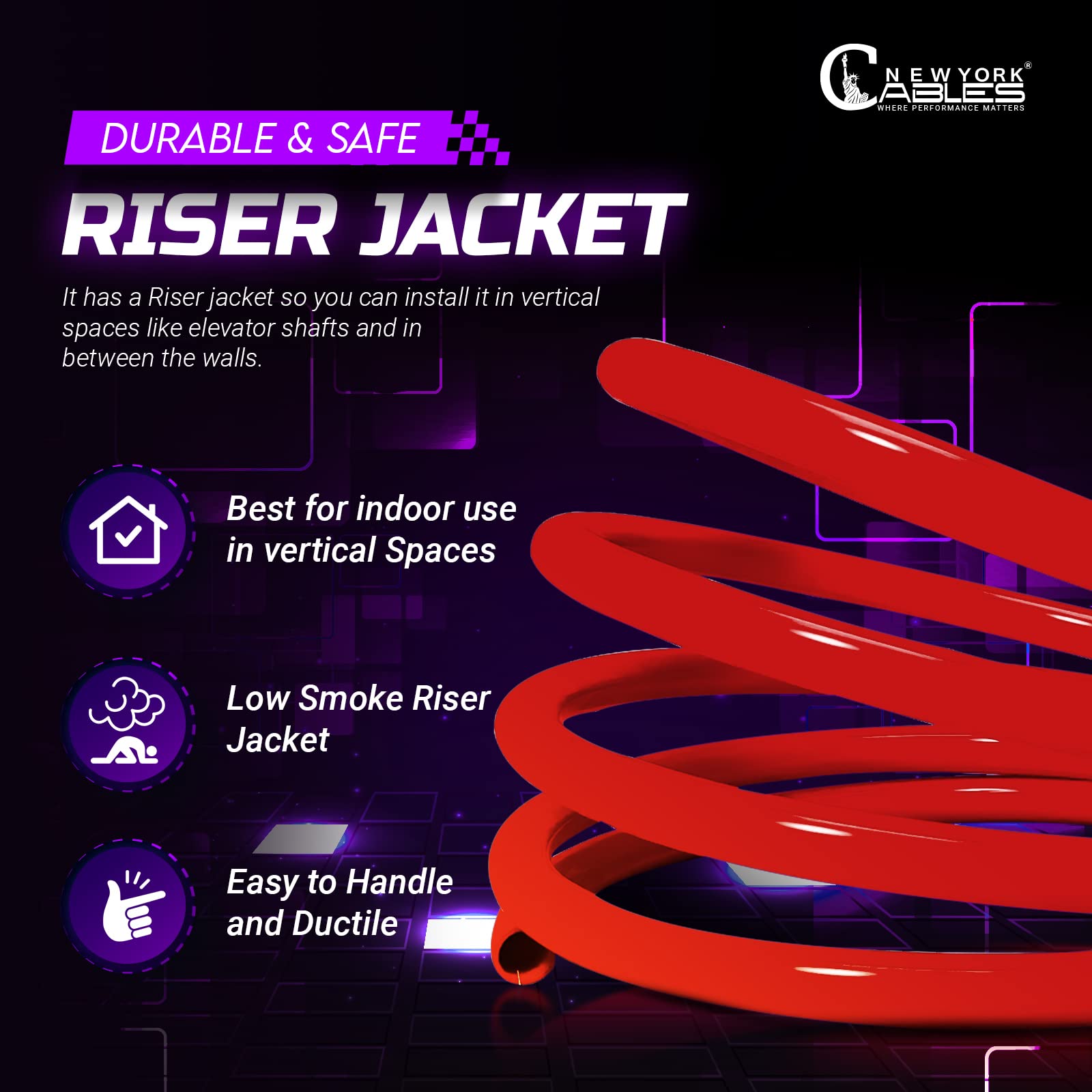 Newyork Cables Cat 6 Cable 1000Ft � Cat6 Riser (Cmr)   4 Pair Utp Solid Conductor   23 Awg 550 Mhz, 1 Gbit/S High Speed Quality Tested Bulk Ethernet Cable   (Red)