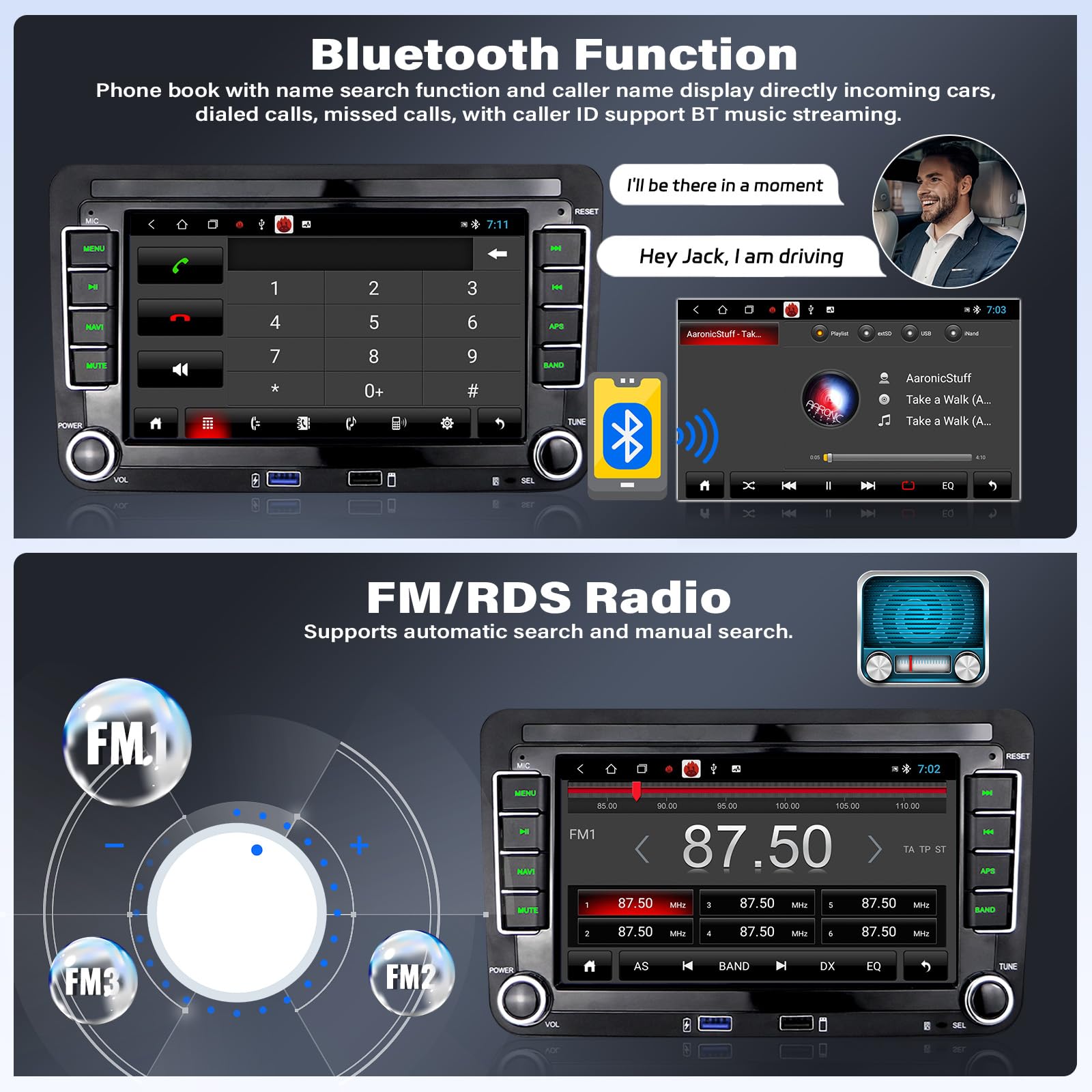 2G+32G Android Car Stereo Radio For Vw Passat Golf Jetta Tiguan Wireless Apple Carplay Android Auto Double Din 7 Inch Touch Scre