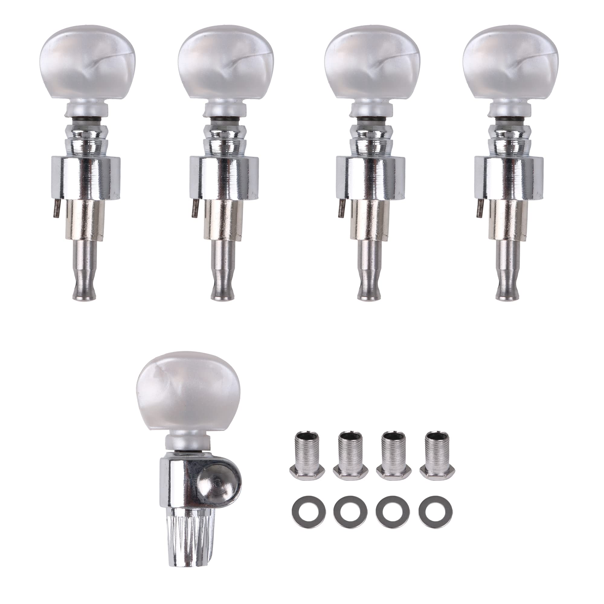 BQLZR Zinc Alloy Banjo Tuning Pegs 5 String Chrome,Tuner For Banjo 5 String Banjo Geared Machine Head With Pearled Pegs, Tuner P