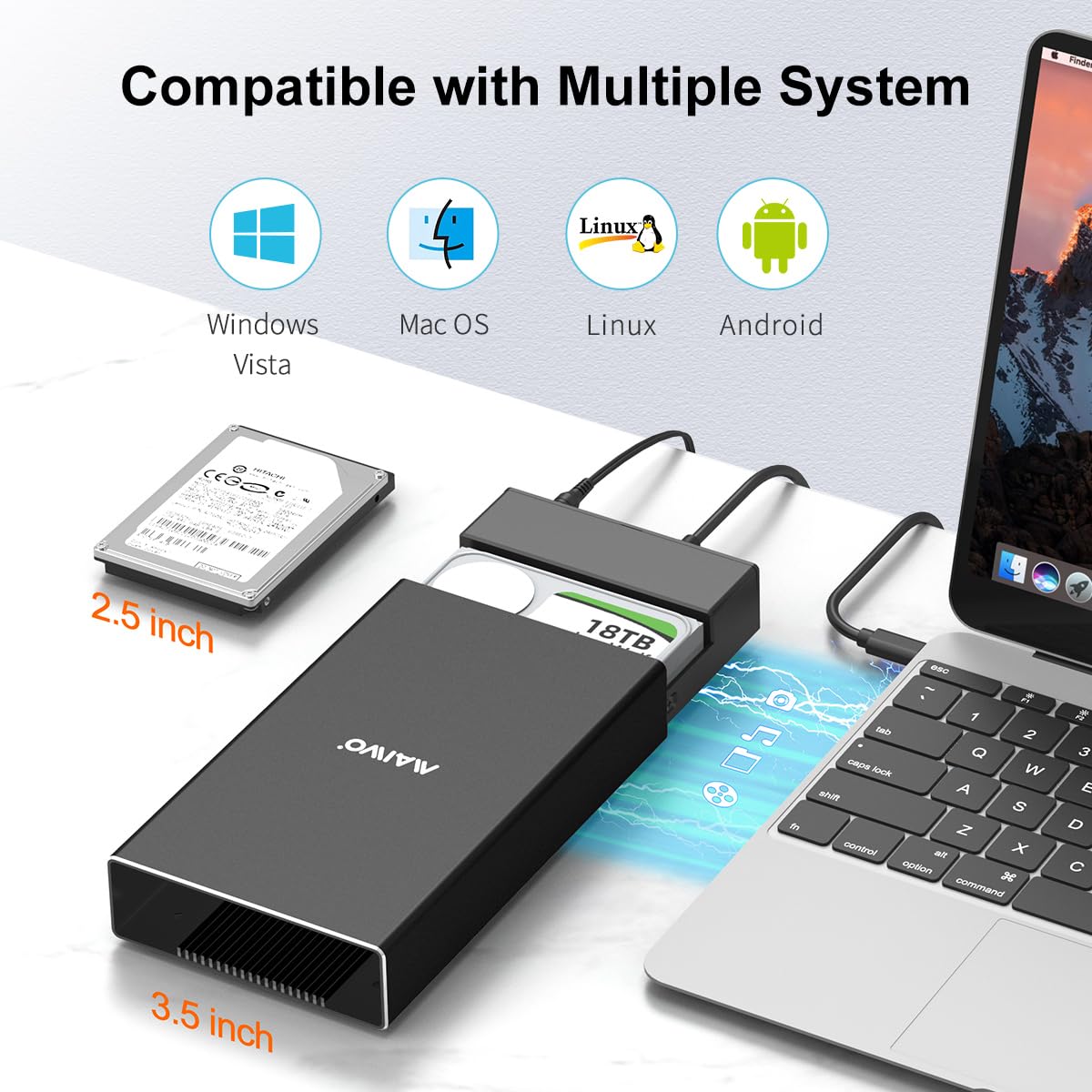 Maiwo External Sas Enclosure,Sas/Sata Hard Drive Enclosure For 2.5/3.5 Inch Ssd Hdd,Sas To Usb3.1 Converter, 22Tb Storage Expansion, Plug And Play