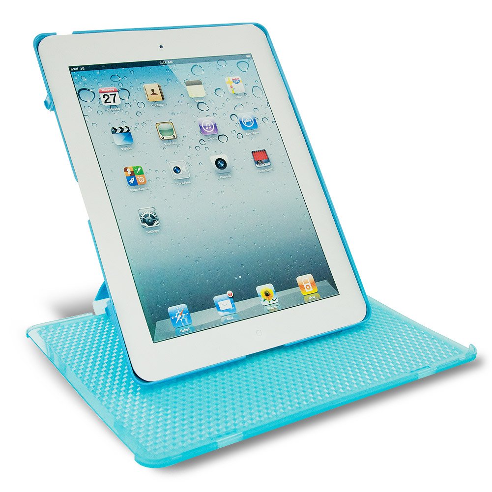 Keydex Ipad 3, New Ipad 3Rd Generation Back Hard Case With Cover   Slim Fit Genius Cover Rotating Stand Case   Blue