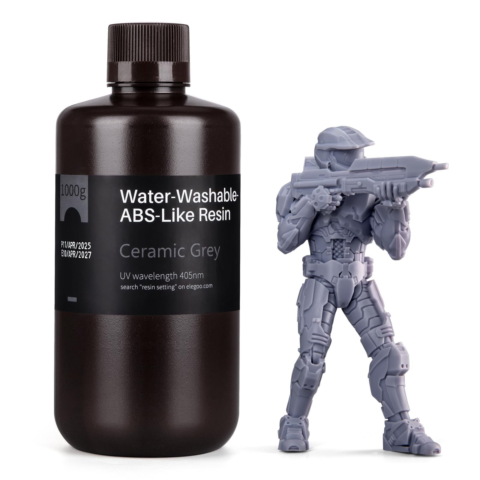 ELEGOO Water Washable ABS-Like 3D Printer Resin, High Durability and Toughness, Low Odor, Wide Compatibility for Mars Saturn Jup