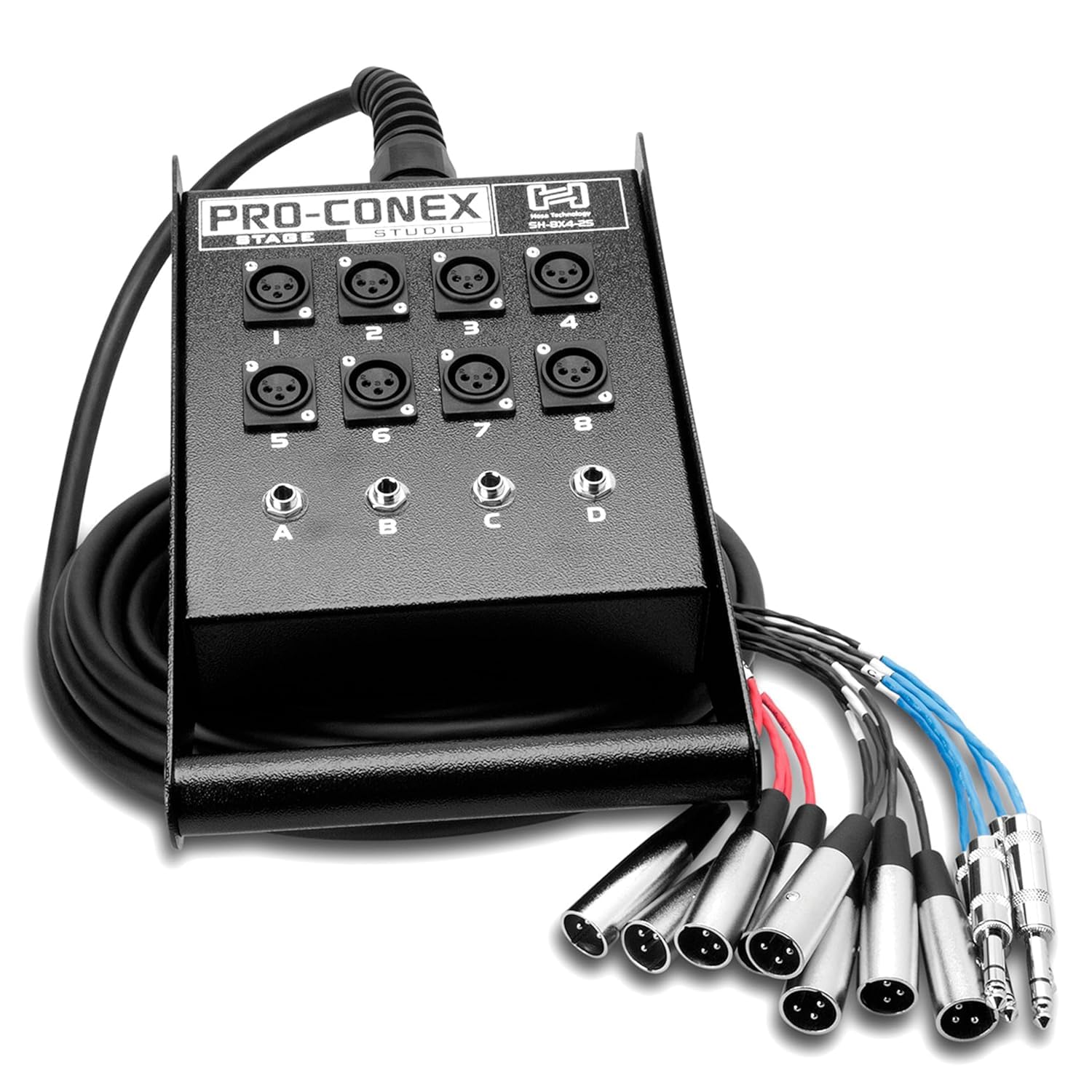 Hosa SH-8X4-25 Pro-Conex Stage Box Snake, Hosa 8 x XLR Sends and 4 x 1/4 TRS Returns, 25 Feet