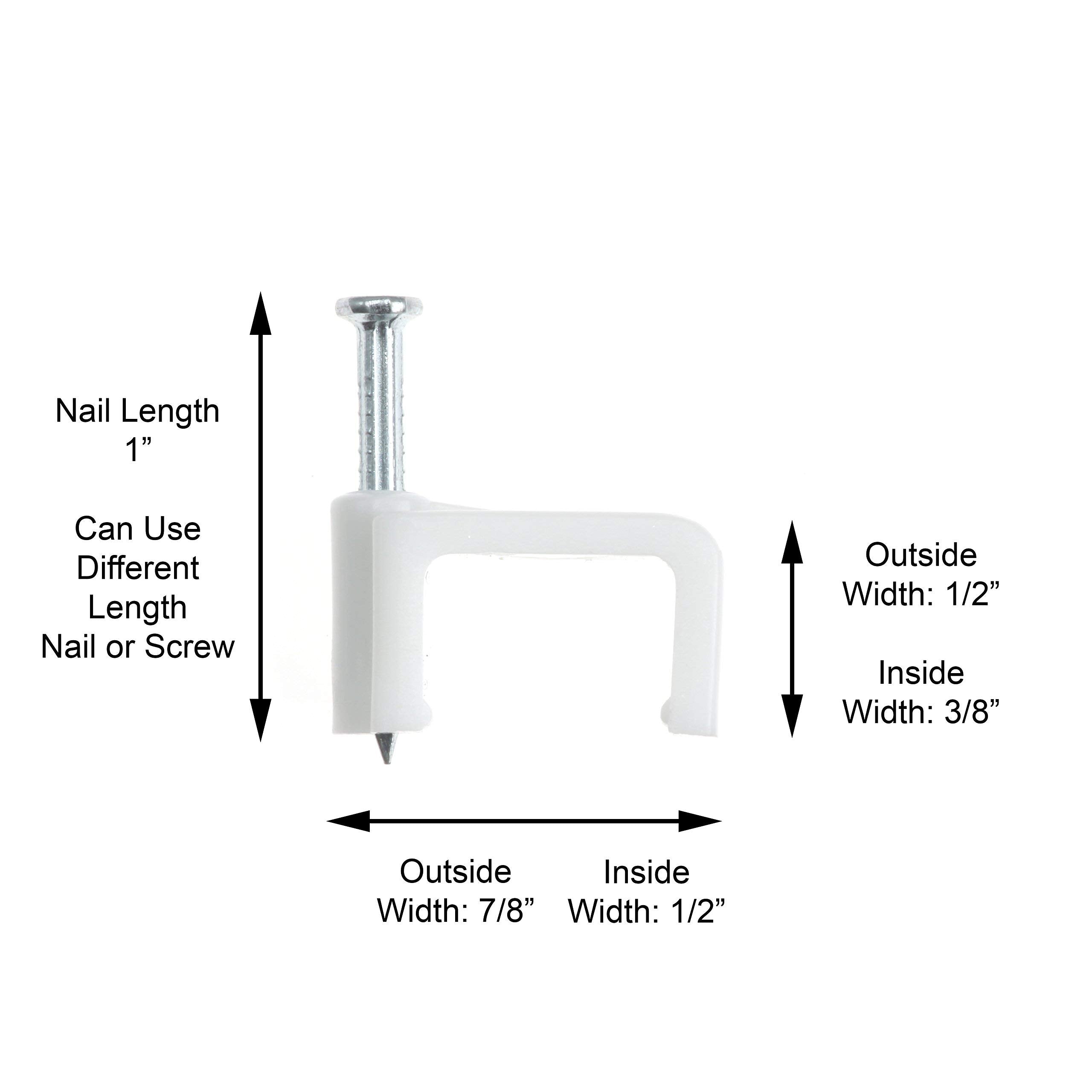 The Cimple Co   Dual, Twin, Or Siamese Coaxial Cable Clips, Cat6, Electrical Wire Cable Clip, 1/2 In Nail Clip And Fastener, Whi