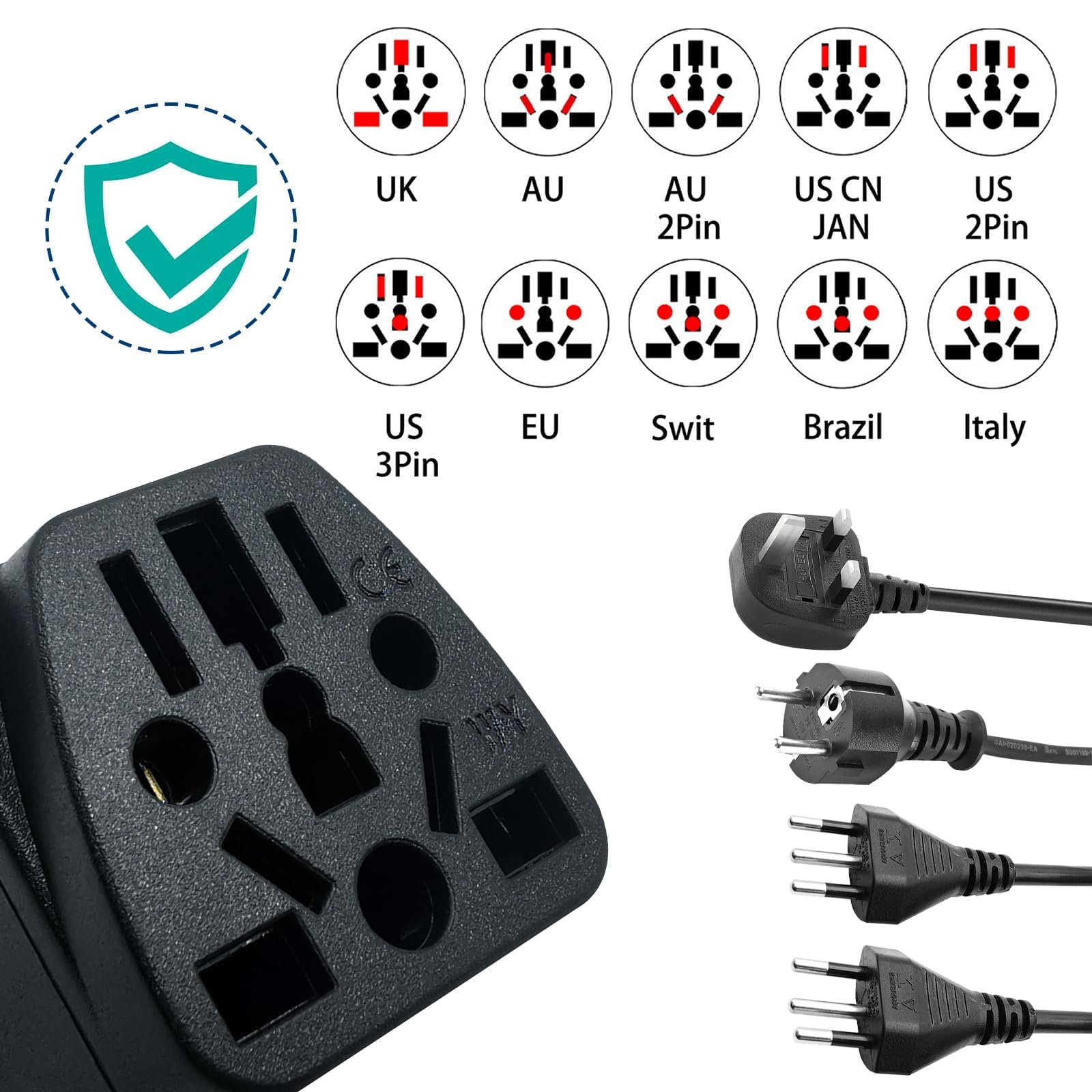 European To Us Plug Adapter, 2 Pack Us Travel Plug Adapter, Uk To Us Plug Adapter, Eu To Us Plug Adapter, For Eu/Uk/Au/Cn/Jp/Ita