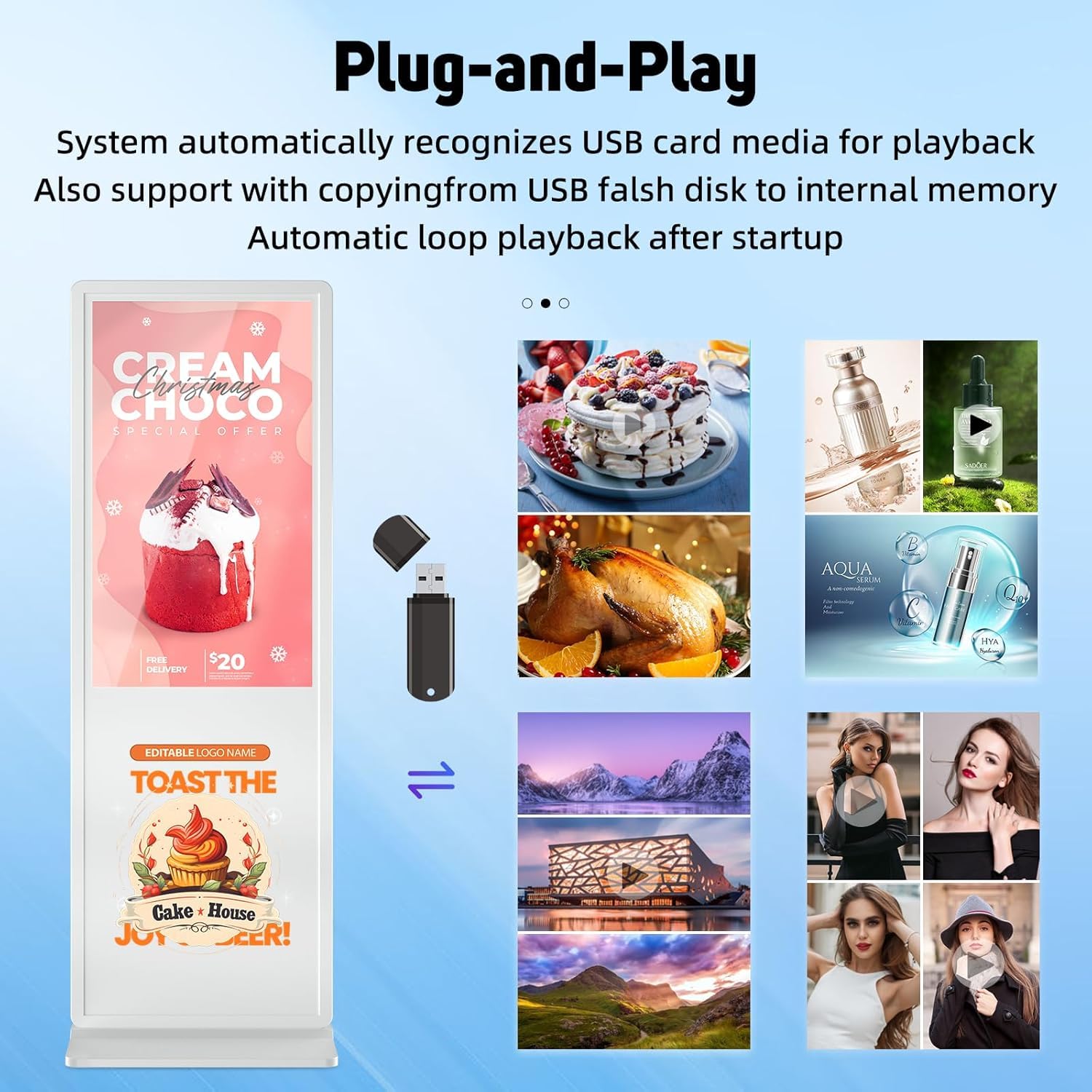 Yckjnb 37 Inch Indoor Digital Signage Touchscreen Ips Floor Standing Digital Kiosks Interactive Displays With Wifi Hdmi/Usb Inpu