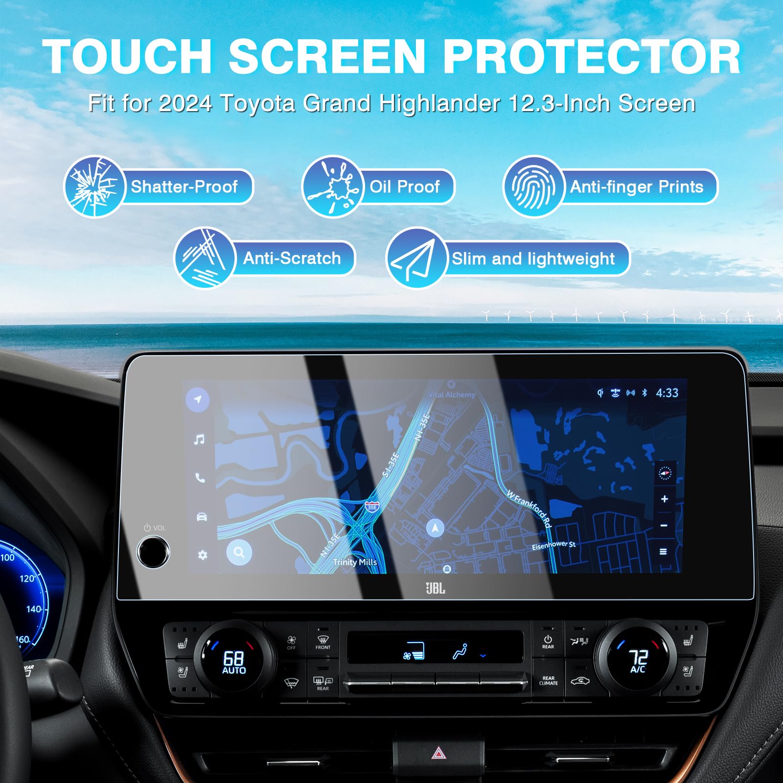 Karltys 2 Pack 2024 Grand Highlander Screen Protector For Toyota Grand Highlander Accessories Xle/Limited/Platinum 2024 2025 12.