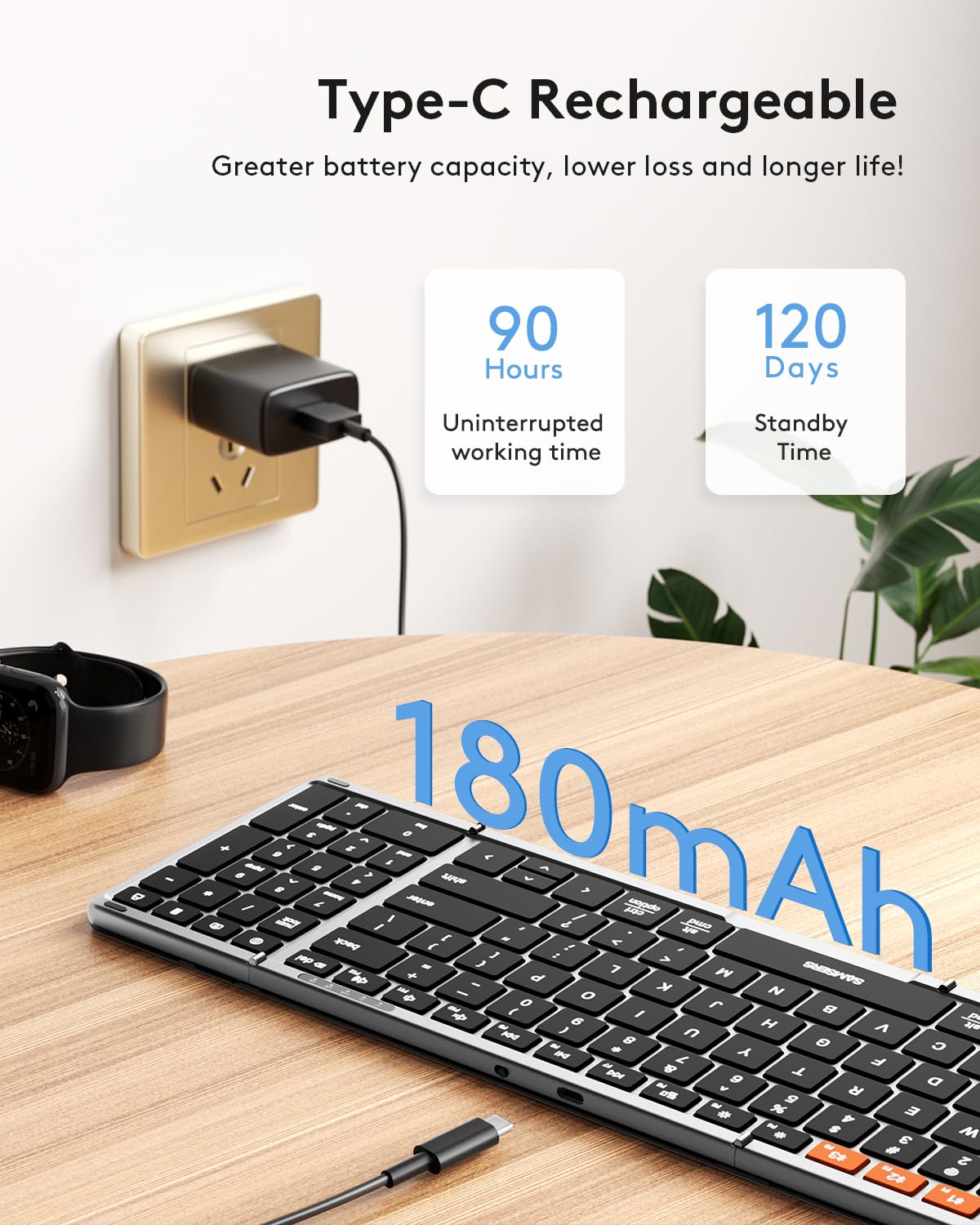 Samsers Foldable Bluetooth Keyboard With Numeric Keypad, Full Size Wireless Folding Keyboard With Pu Leather, Portable Travel Ke