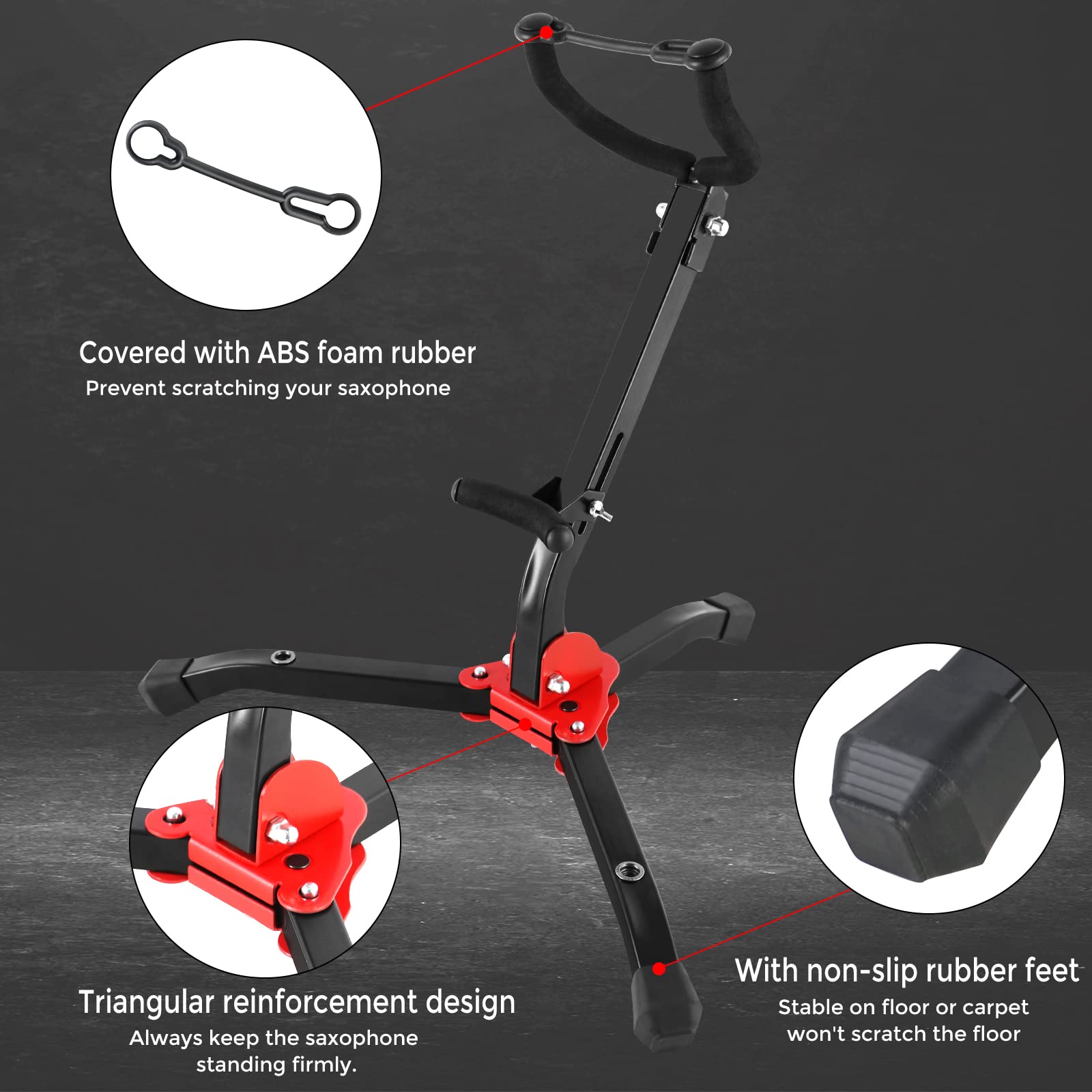 Eastrock Alto&Tenor Saxophone Stand Folding Saxophone Stand Saxophone Holder Rack With Clarinet/Flute Stand,Straight Saxophone S