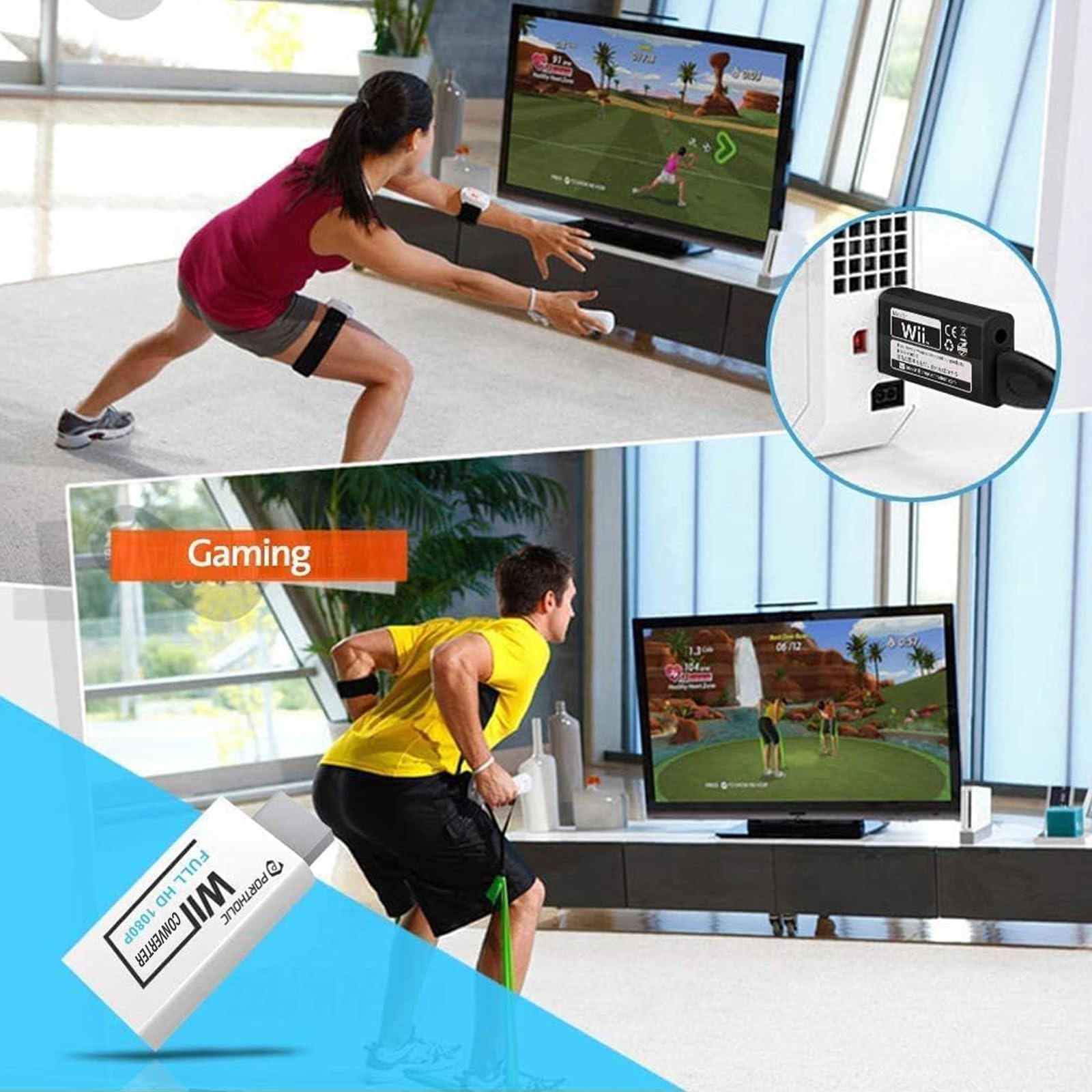 Portholic Wii To Hdmi Converter 1080P For Full Hd Device, Wii Hdmi Adapter With 3,5Mm Audio Jack&Hdmi Output Compatible With Wii