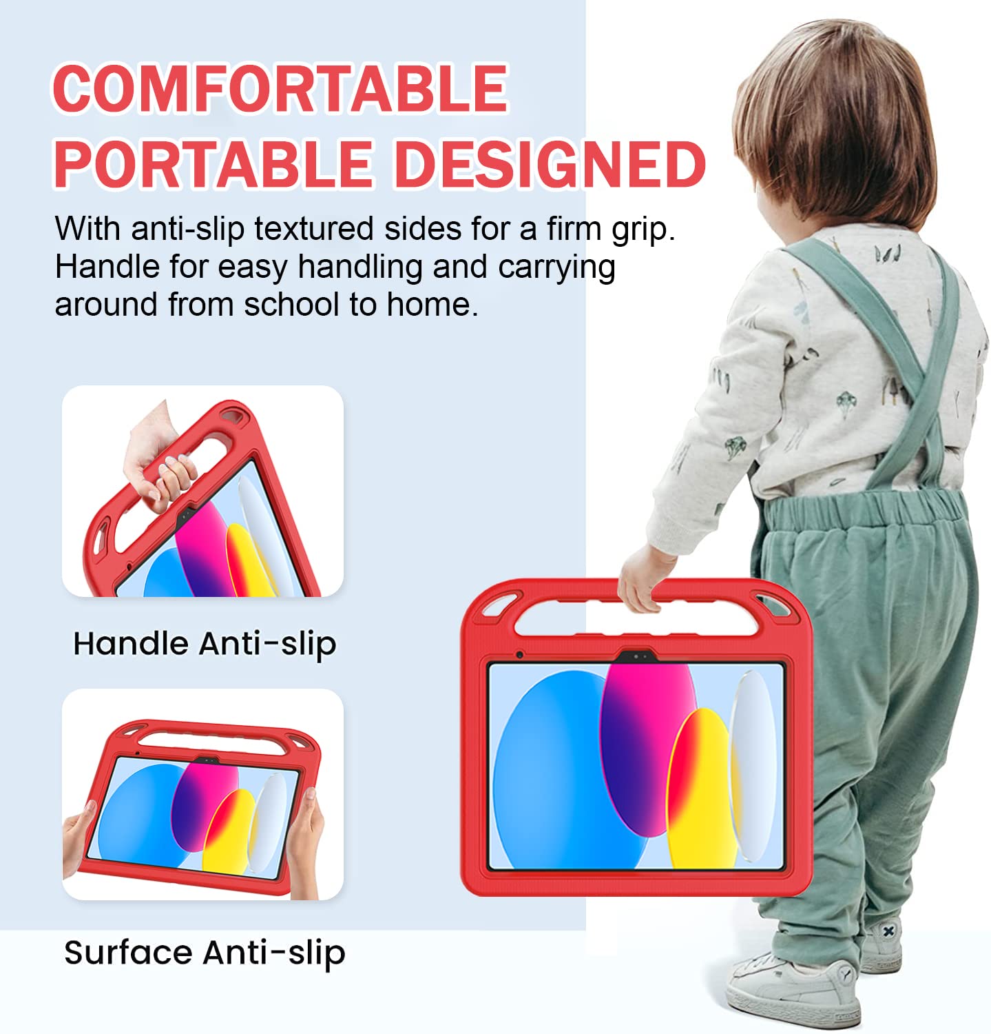 Bmouo Kids Case For Ipad 10Th Generation 10.9 Inch 2022   With Built In Screen Protector, Shockproof Light Weight Covertible Han