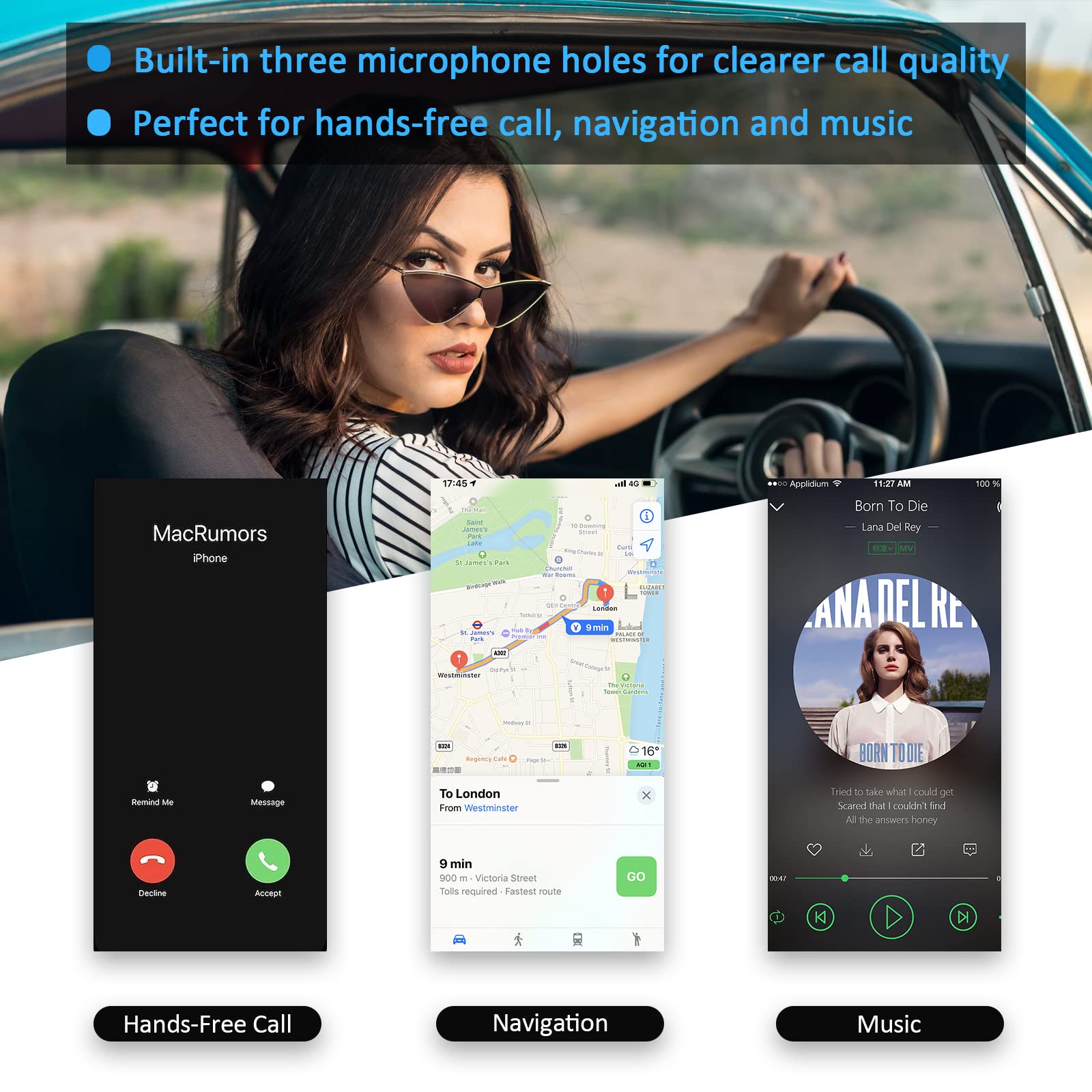 Bluetooth Aux Adapter For Car, Sonru Bluetooth 5.3 Wireless Audio Receiver Adapter For Home Stereo/Wired Headphones/Hands Free C