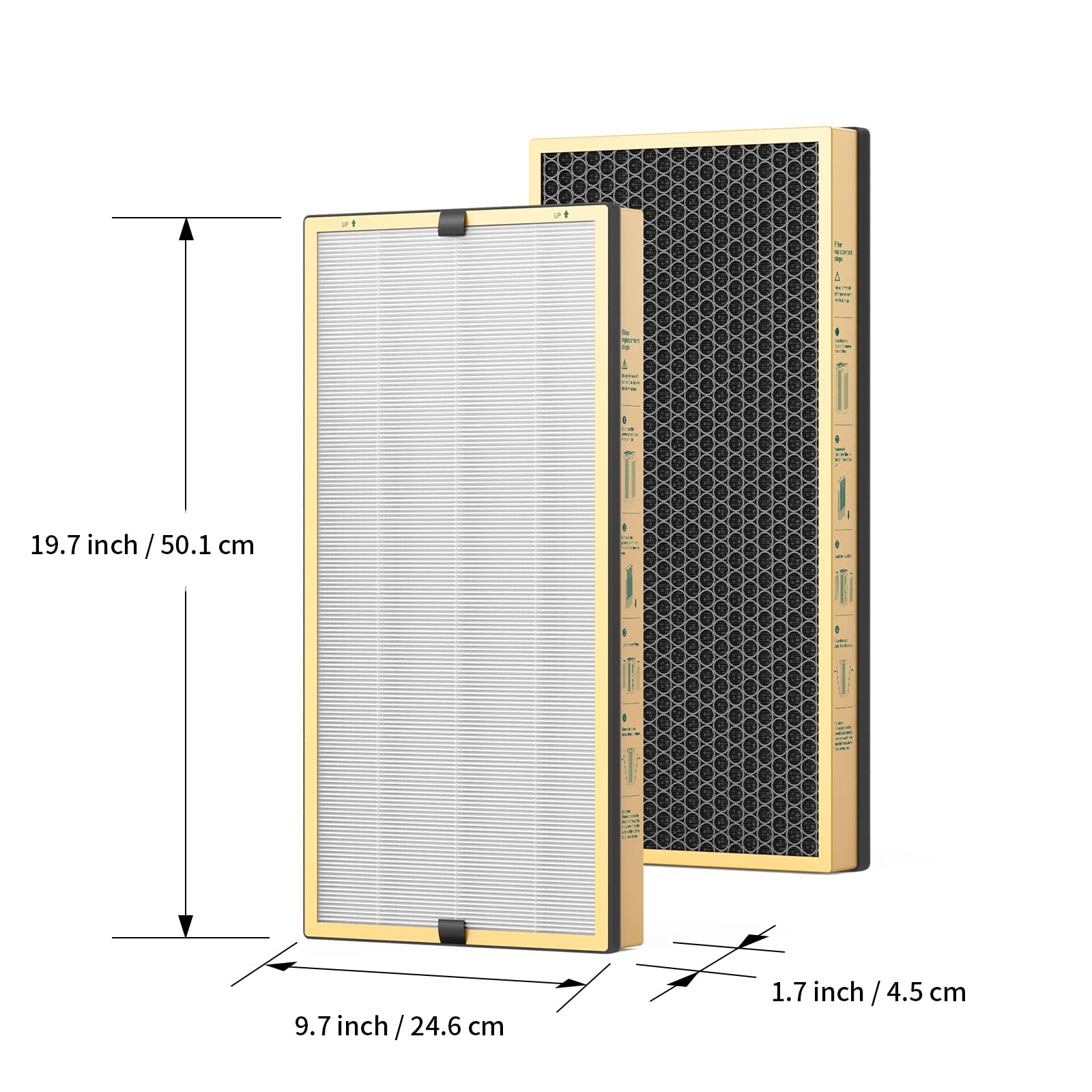 Jafnda Jf888 Replacement Filter, 2 Pack Specialized Odor Filters, With 3.08 Lb Modified Activated Carbon, Remove Ammonia, Amine,