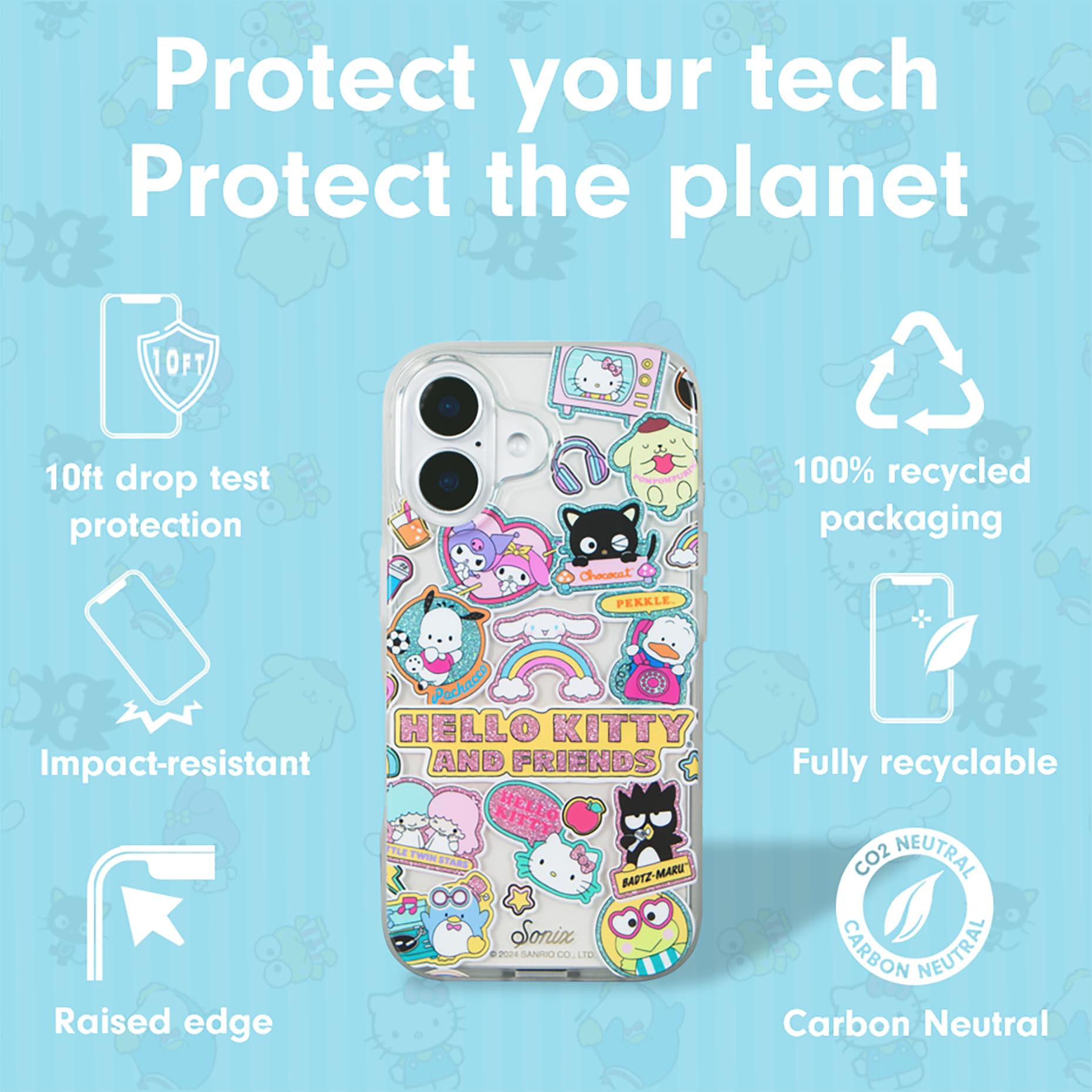 Sonix X Sanrio Case For Iphone 16 Plus | Compatible With Magsafe | 10Ft Drop Tested | Hello Kitty And Friends Stickers
