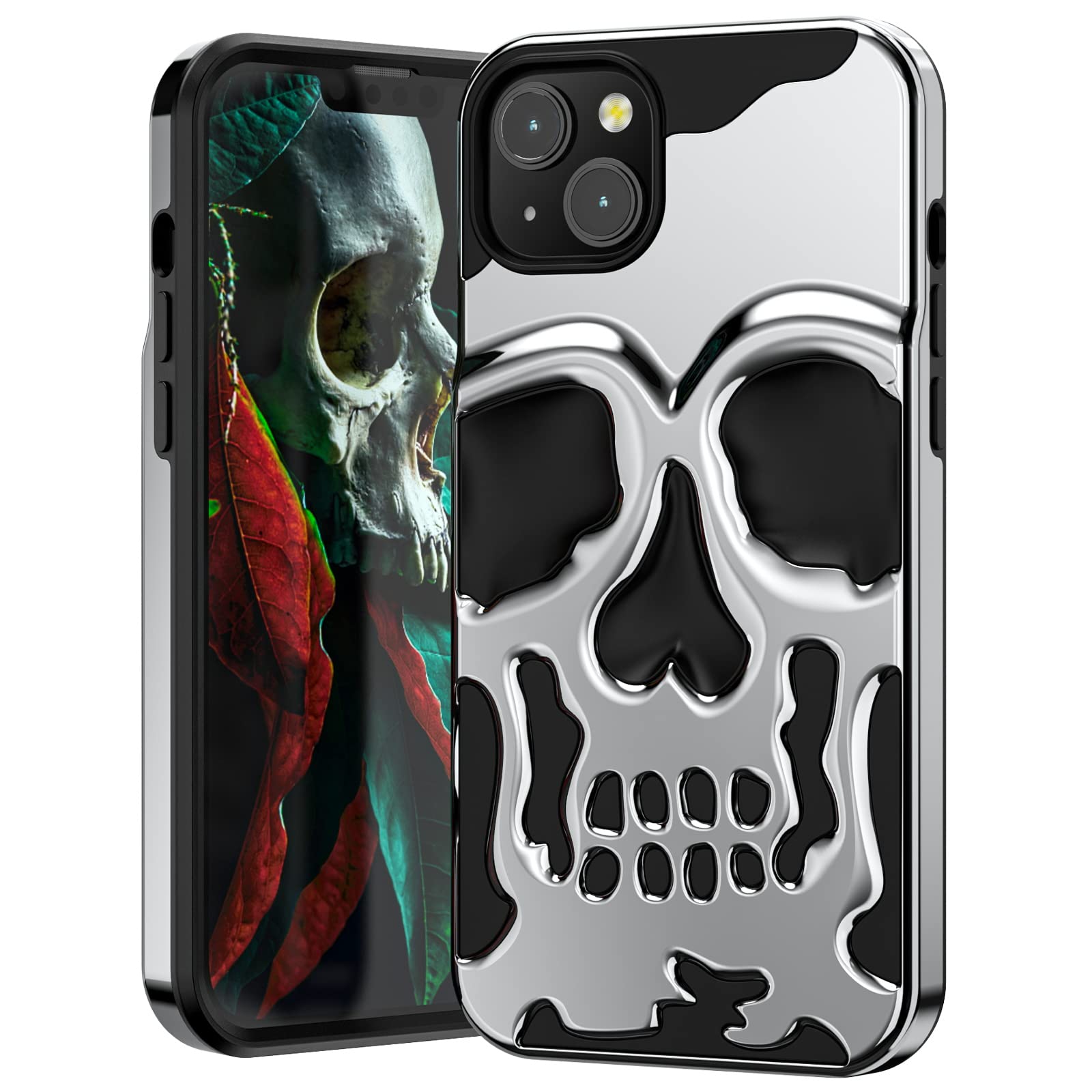 MYBAT Skullcap Series iPhone 14 Plus 6.7 Case Hybrid Plating Protector Cover Detachable PVC Silicone Shockproof Drop Protection(