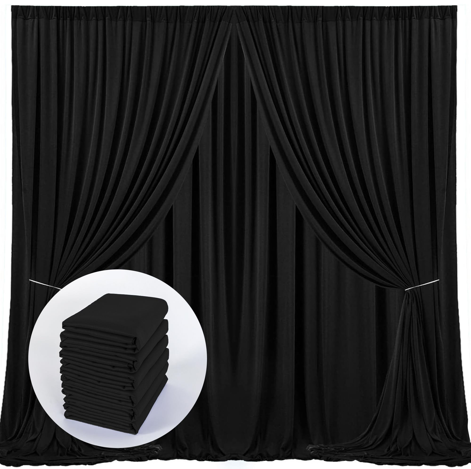 Black Backdrop Curtain For Party Wedding Ceremony 6 Panels Black Photo Curtains Backdrop Drapes Fabric Black Backdrop Curtain Ro