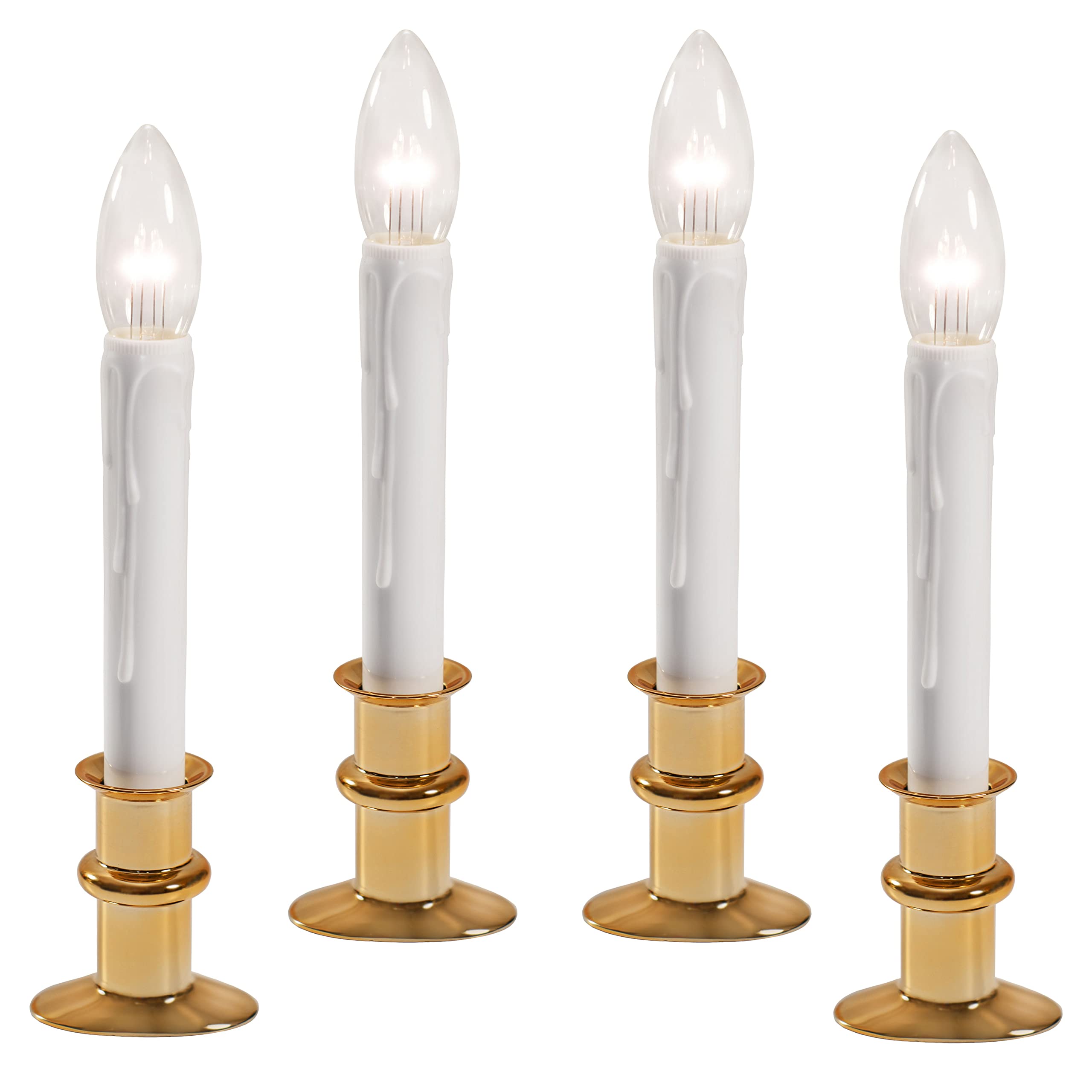 612 Vermont Ultra Bright Led Window Candles With Timer, Battery Operated, Slim Line Metal Base, Vt 2813 Bw 4R (Polished Brass, P