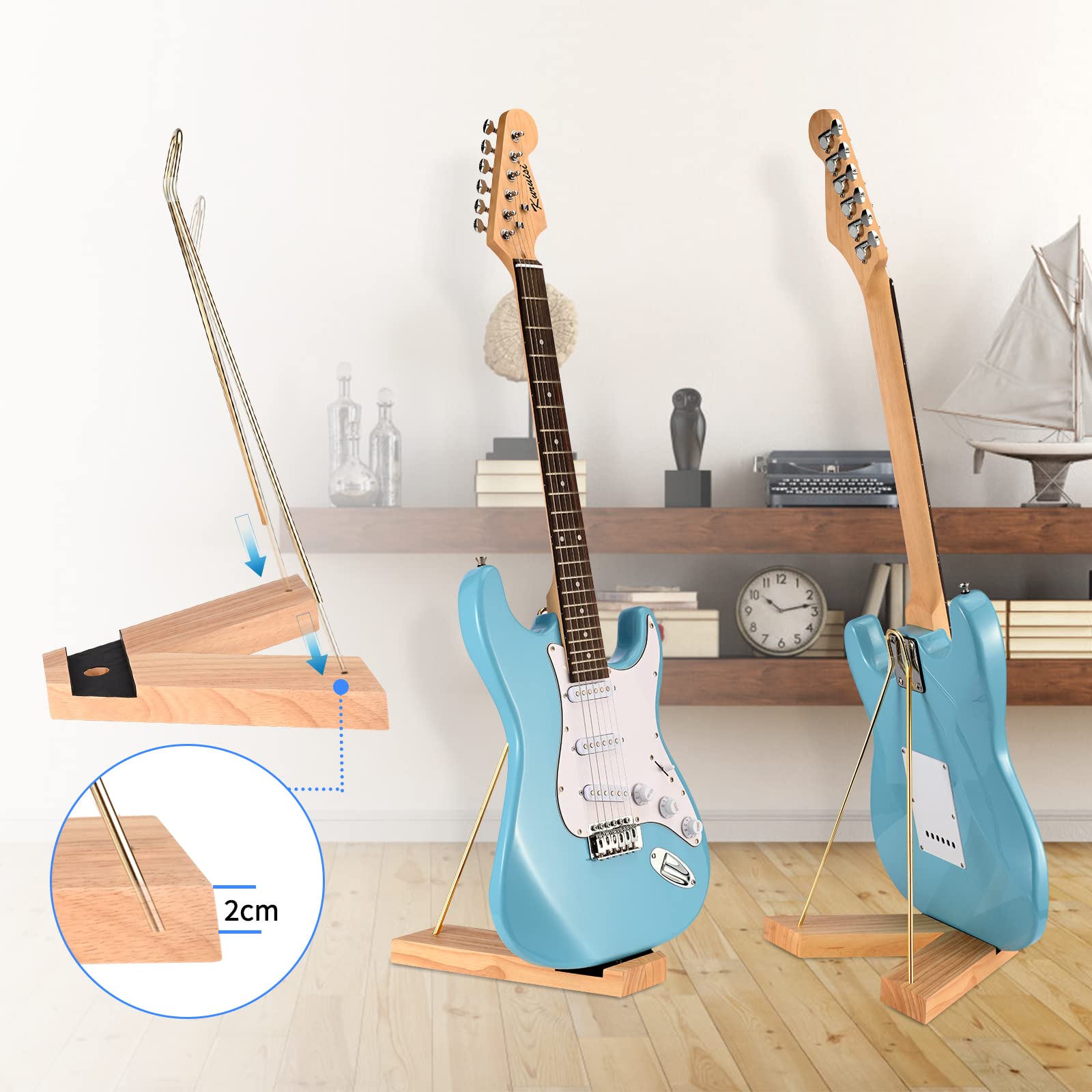 Sunyin Electric Guitar Stand Bass Stand Wooden Floor Stand For Bass And Electric Guitar Minimalism Removable And Collapsible Oak