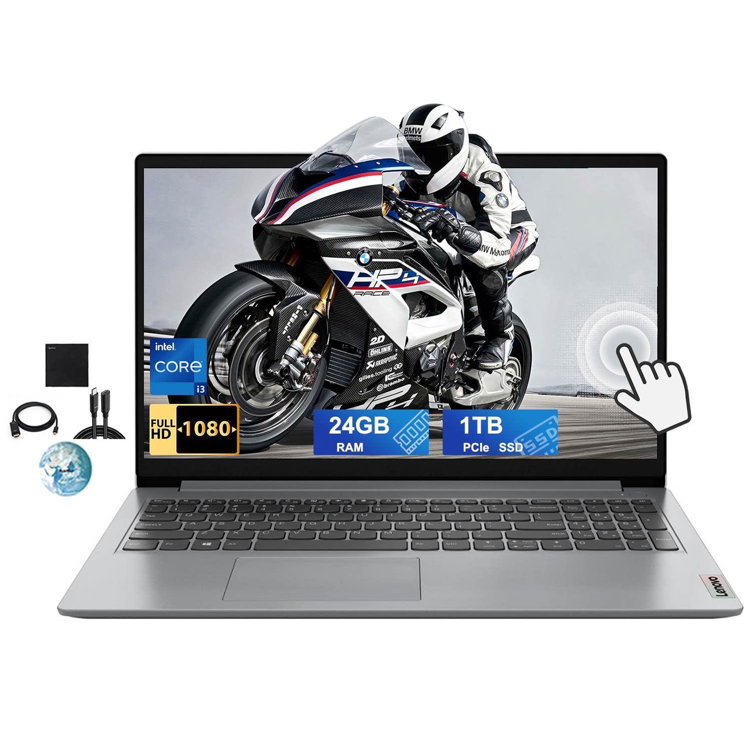 Lenovo Ideapad 15.6 FHD Touchscreen Business Laptop, 12th Gen Intel Core i3-1215U (Up to 4.4GHz), 24GB RAM, 1TB PCIe, Bluetooth,