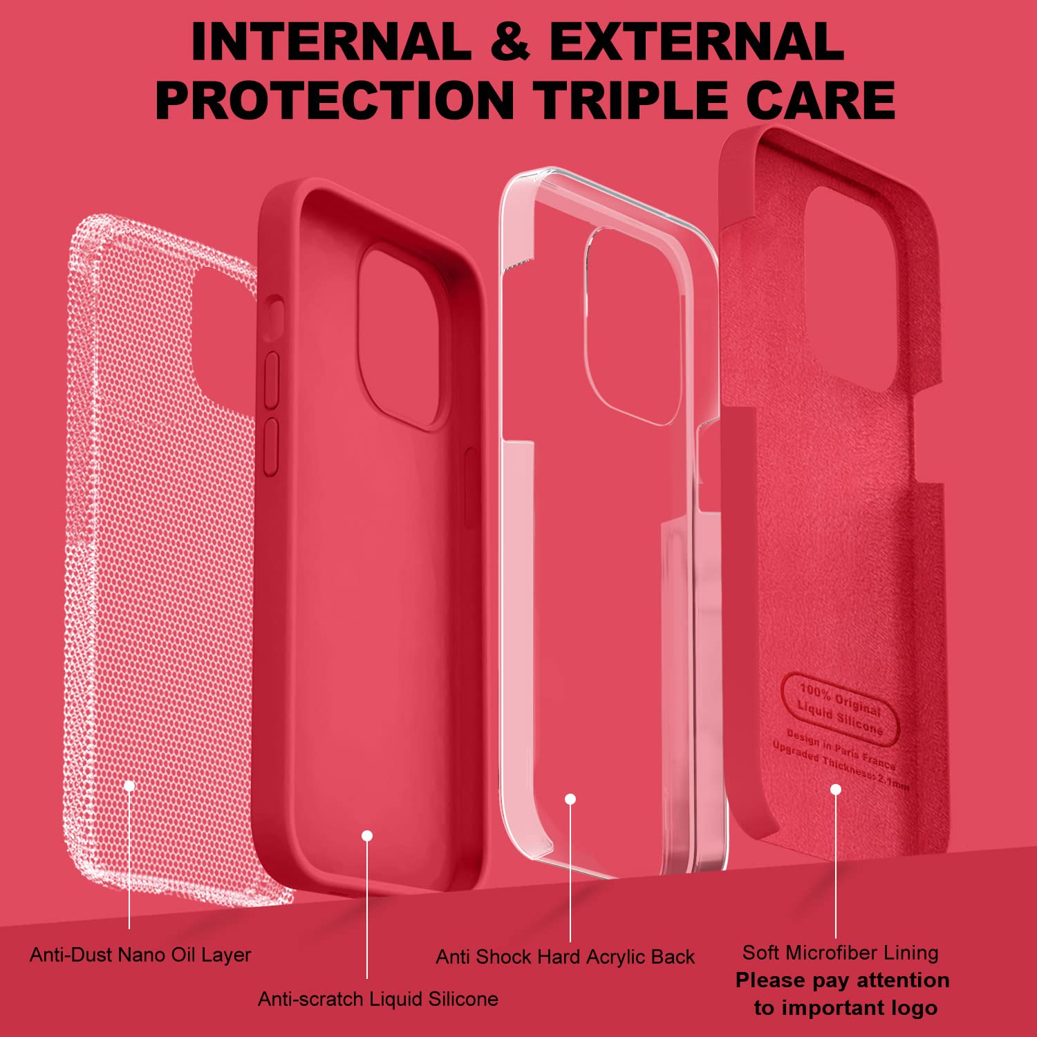 Love 3000 Compatible With Iphone 13 Pro Max Phone Case | Thickening Liquid Silicone | Anti Scratch Microfiber Lining | Full Body