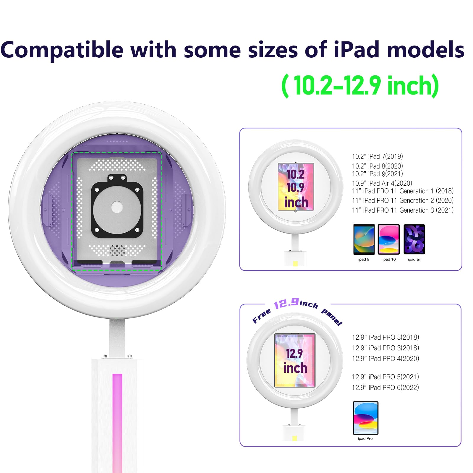 Sioxcfz Portable Photo Booth Machine Stand For Ipad 10.2'' 10.9'' 11'' 12.9''Photo Booth Event Props Software App Control Ring L