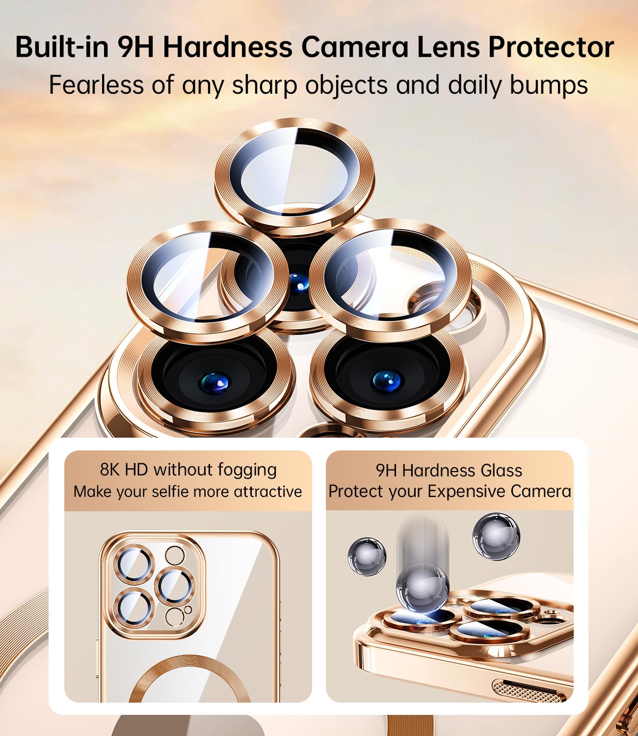 Jueshituo For Iphone 16 Pro Max Case With 2X Screen Protector [Built In Lens Protector] [Stronger N56 Magnets] [Not Yellowing] C