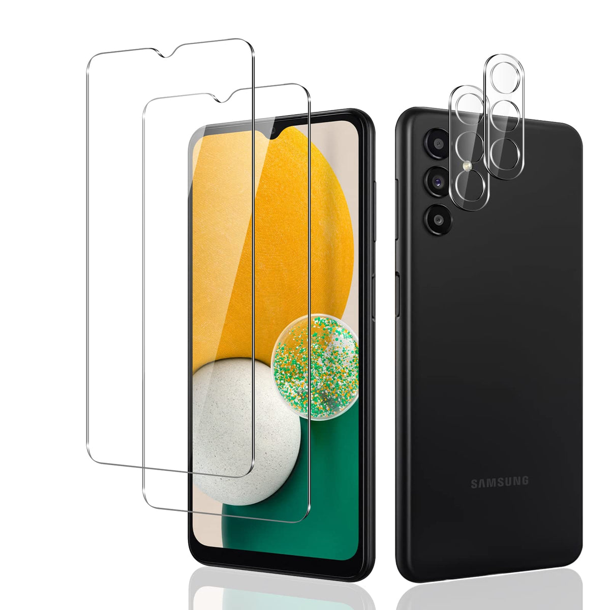 2 Pack Screen Protector For Samsung Galaxy A14 5G With 2 Pack Camera Lens Protector, [9H Hardness] Tempered Glass Film [Hd] [Ant