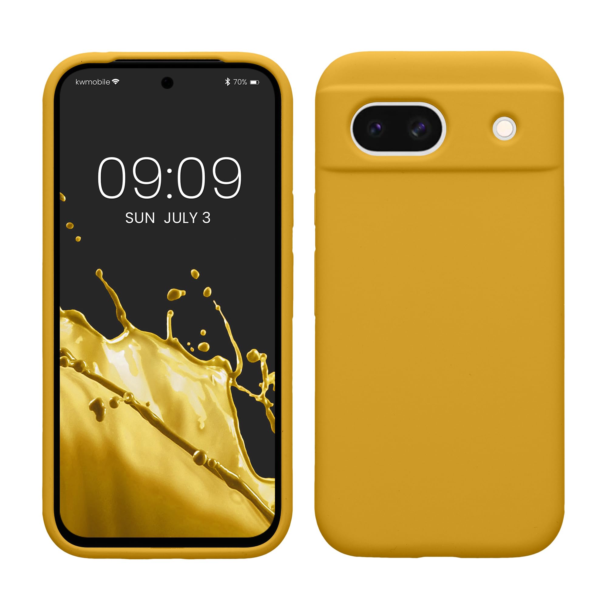 kwmobile Case Compatible with Google Pixel 8a Case - TPU Silicone Phone Cover with Soft Finish - Honey Yellow