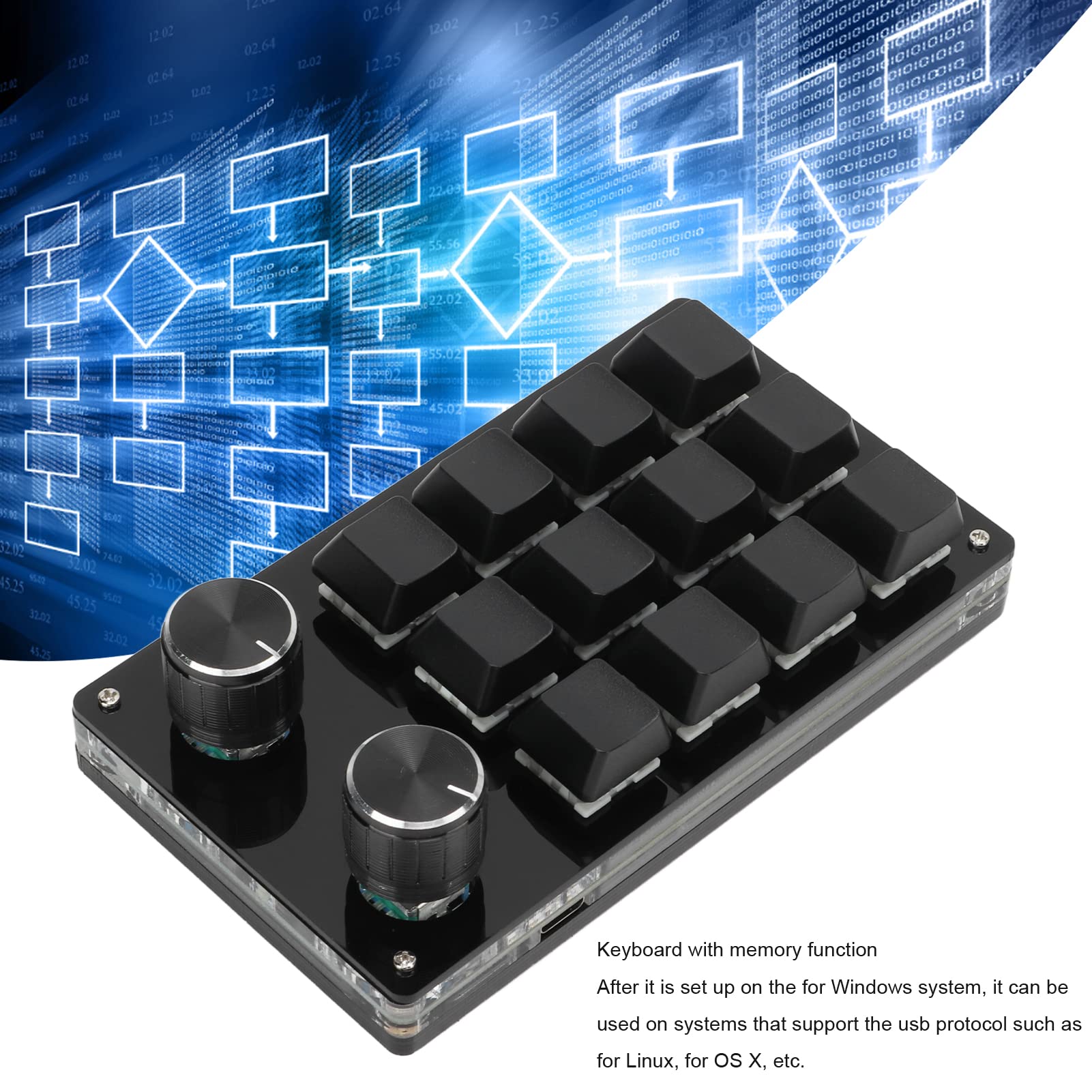 Gugxiom 12 Key Macro Pad With Knob, Green Axis Macro Mechanical Keyboard With 50 Million Keystroke Life, Multifunction Diy Progr