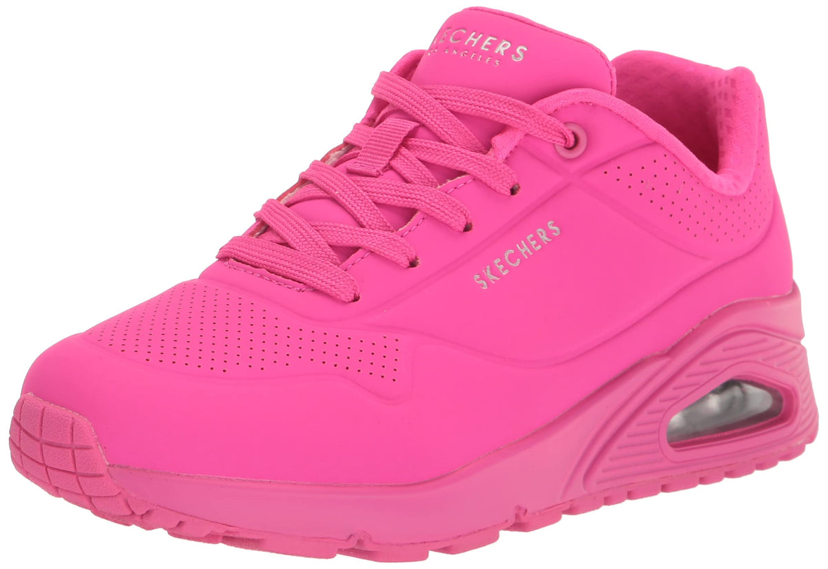 Skechers Womens Skecher Street Womens Uno   Night Shades Sneaker, Pink Hot Pink Durabuck Htpk, 5 Us