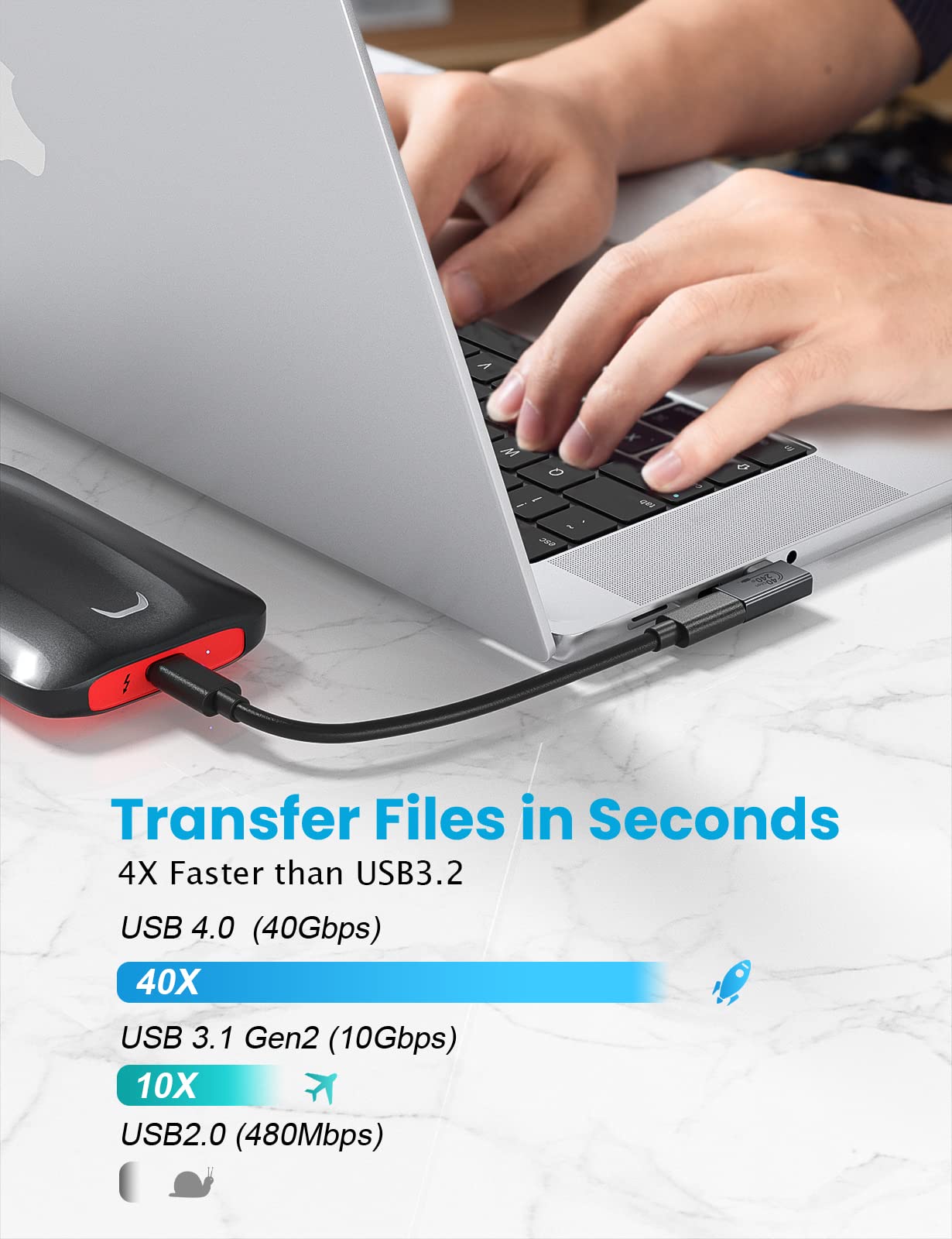 Xaosun Right Anlge Usb C Adapter, 90 Degree Usb C To C Adapter 240W 40Gbps, Usb C Male To Usb C Female Thunderbolt 4 Adapter For