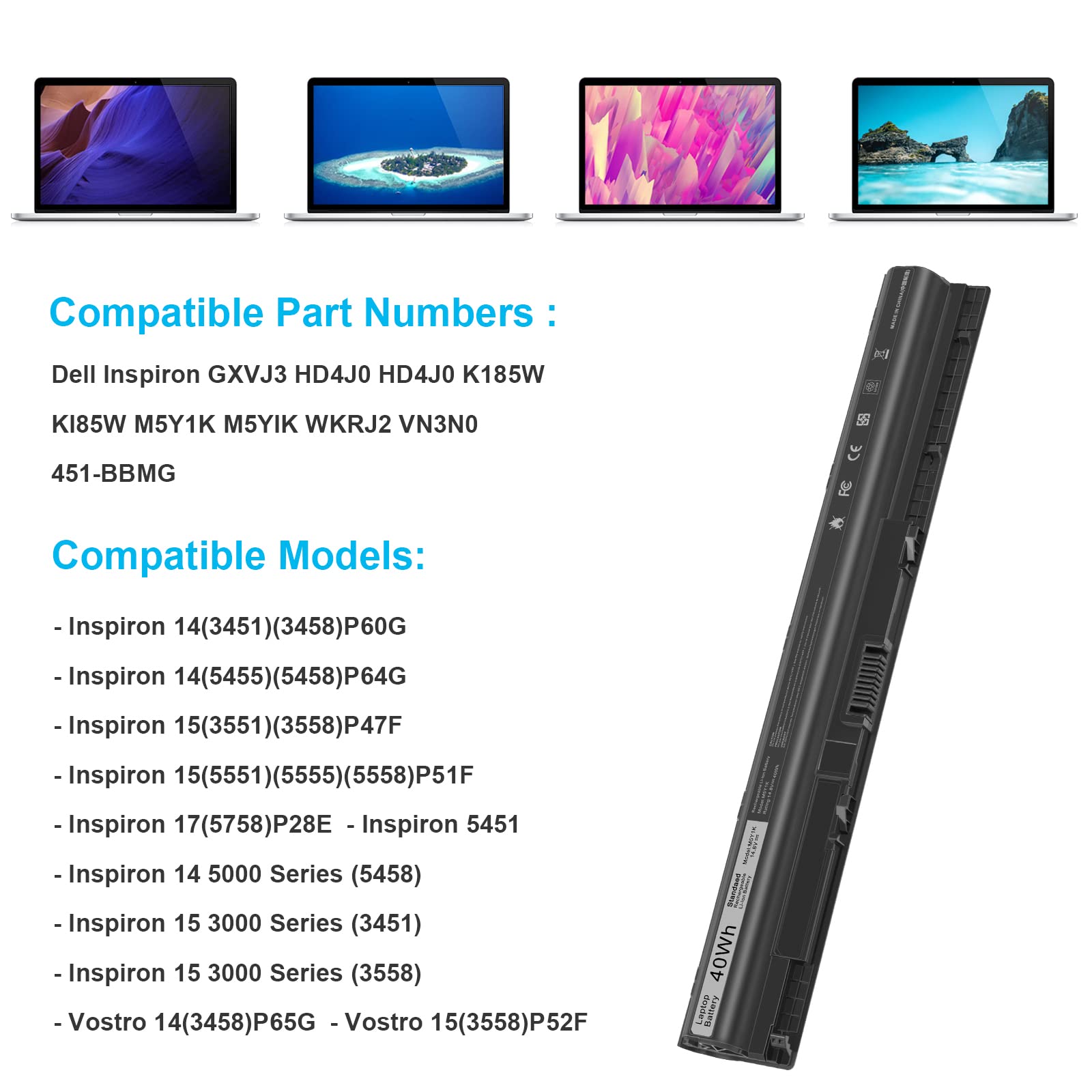 M5Y1K Laptop Battery For Dell Inspiron 14 15 17 5000 3000 Series 5559 5558 3551 3451 3558 I3558 3567 5755 5756 5458 5759 5758 57