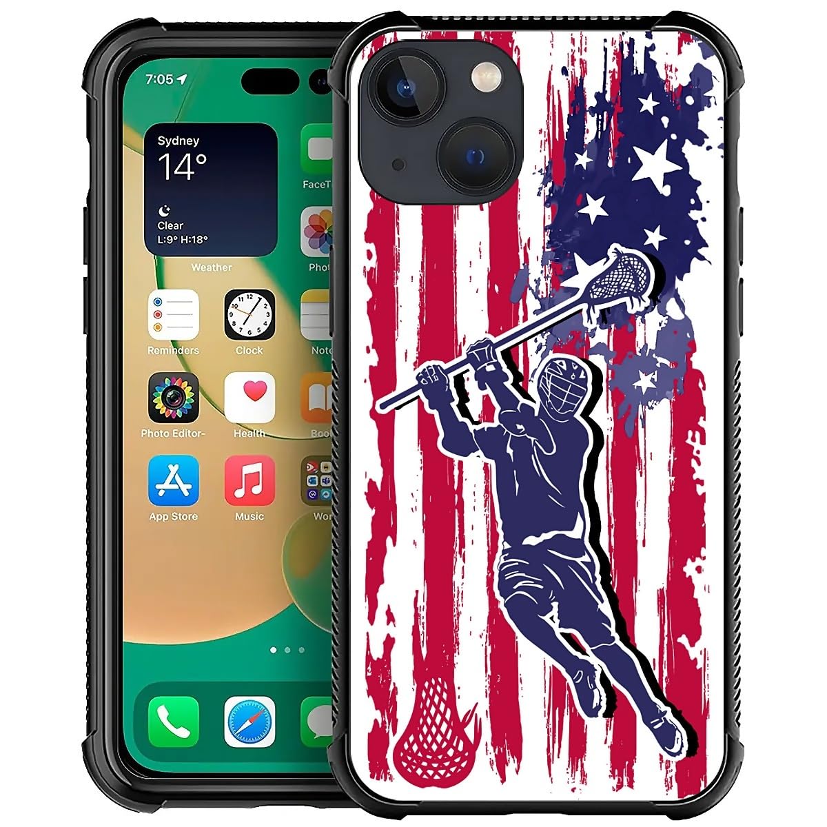Deaorew for iPhone 15 Plus Case | Classic Slim Cover Design | Lacrosse American Flag