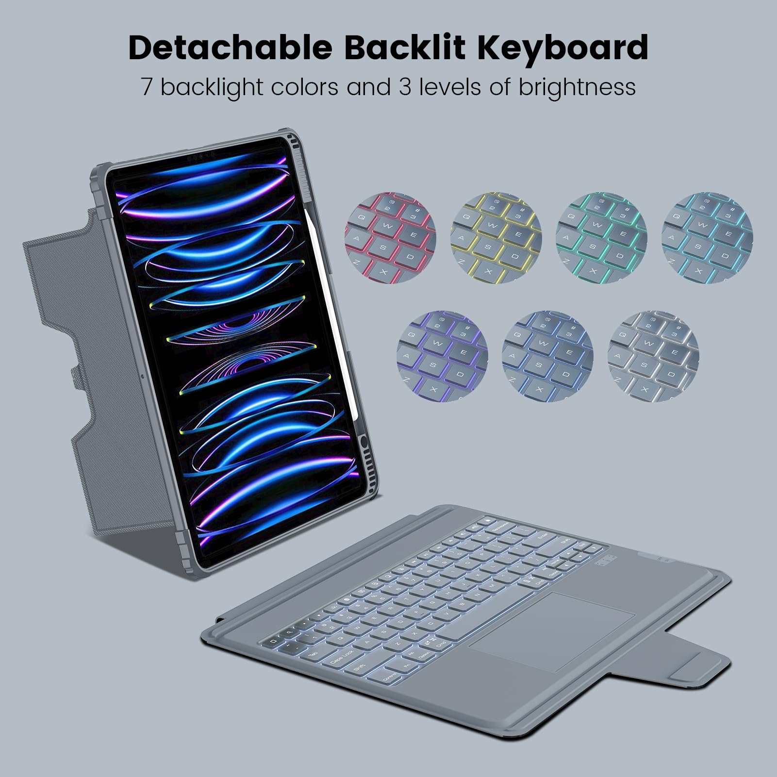 Nillkin Keyboard Case For Ipad Air 13 Inch (M2, 2024), Ipad Pro 12.9 Case With Keyboard(6Th/5Th/4Th/3Rd Gen), Magic Trackpad, Sl