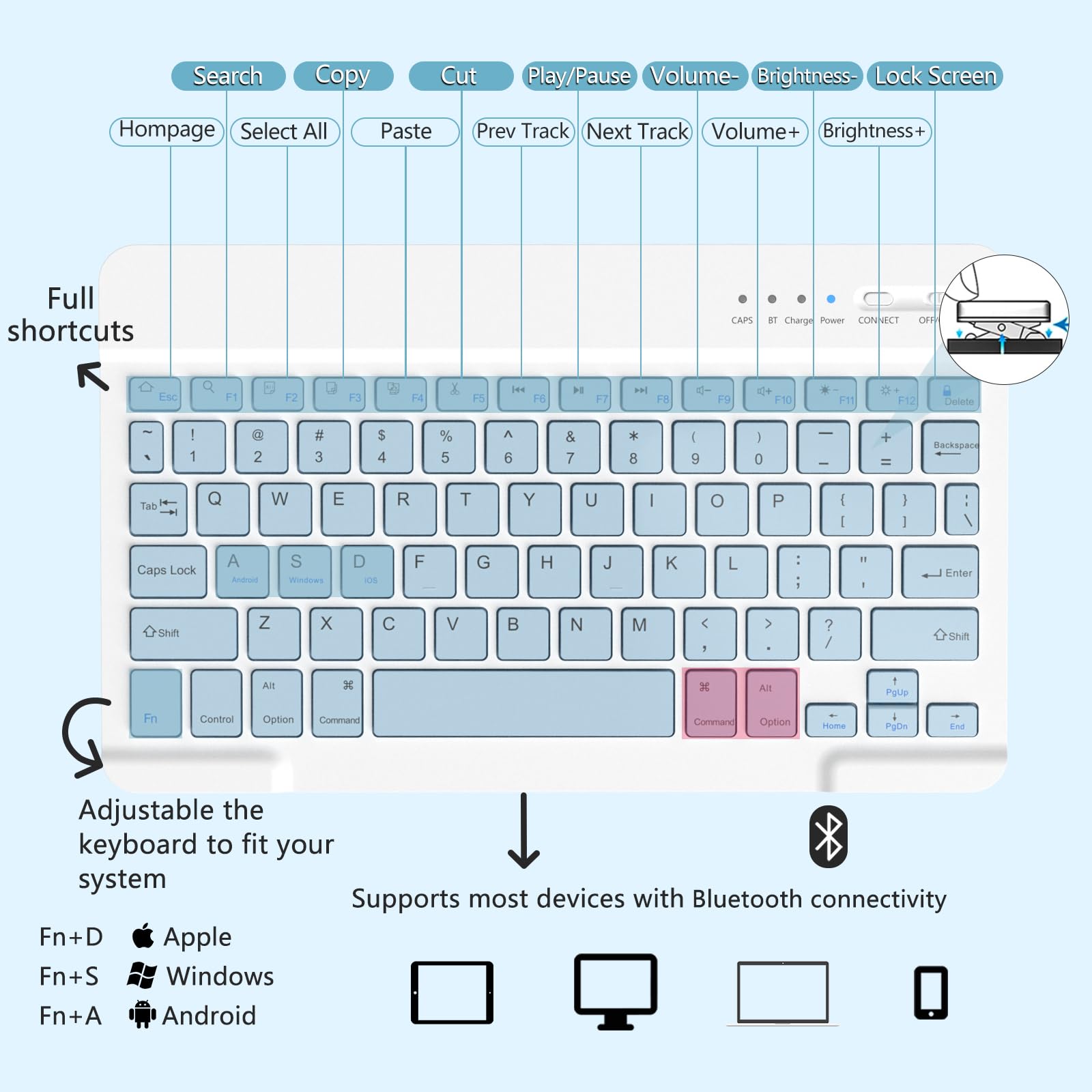 Keyboard Case For Samsung Galaxy Tab A9 Plus/A9+ 5G 11 Inch 2023, Samsung A9 Plus Tablet Case With Detachable Wireless Bluetooth